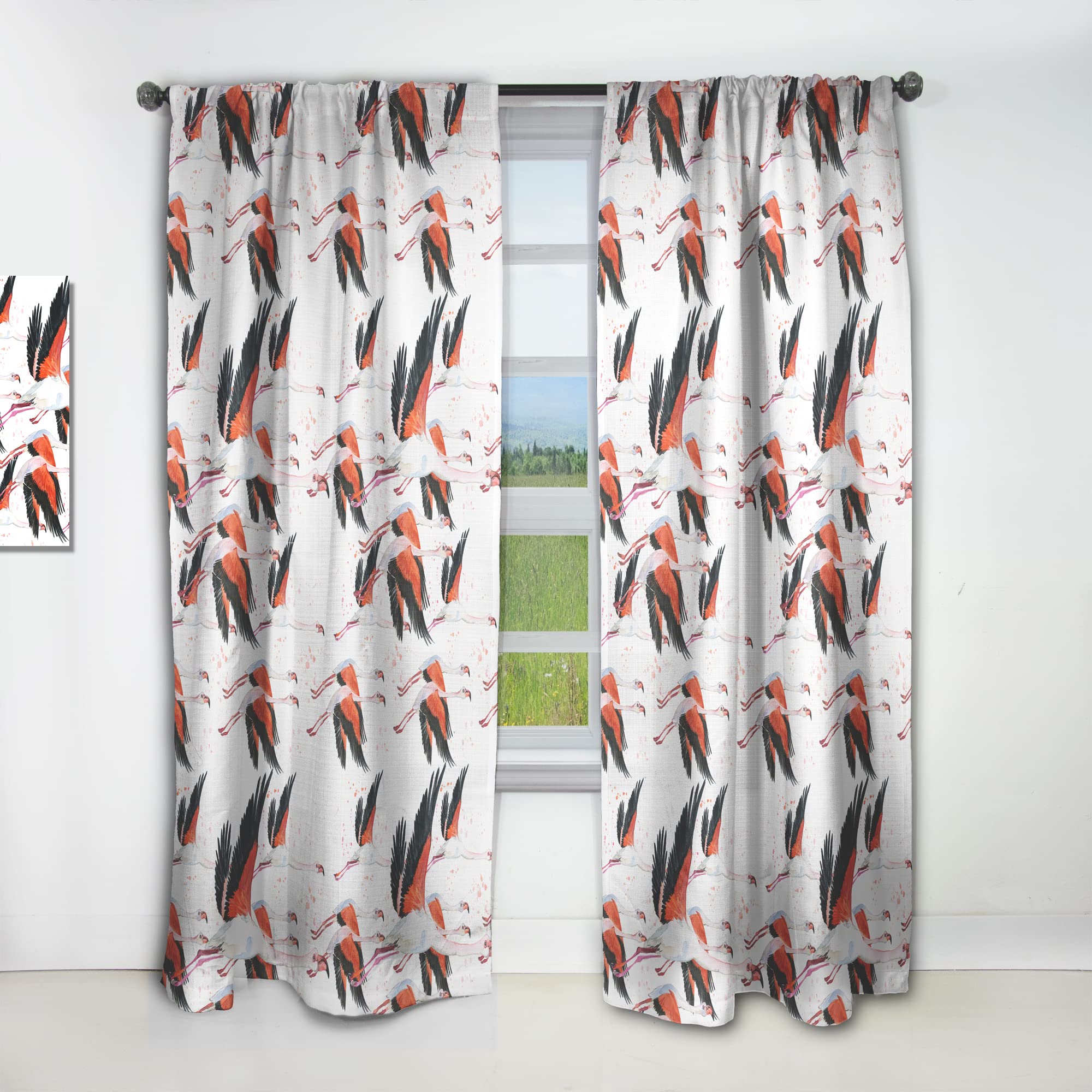 DesignQ Flamingo Watercolor Tropical Curtains - Thermal Insulated Single Panel (52x84 inches) for Bedroom & Living Room - Elegant Home Decor & Window Treatment