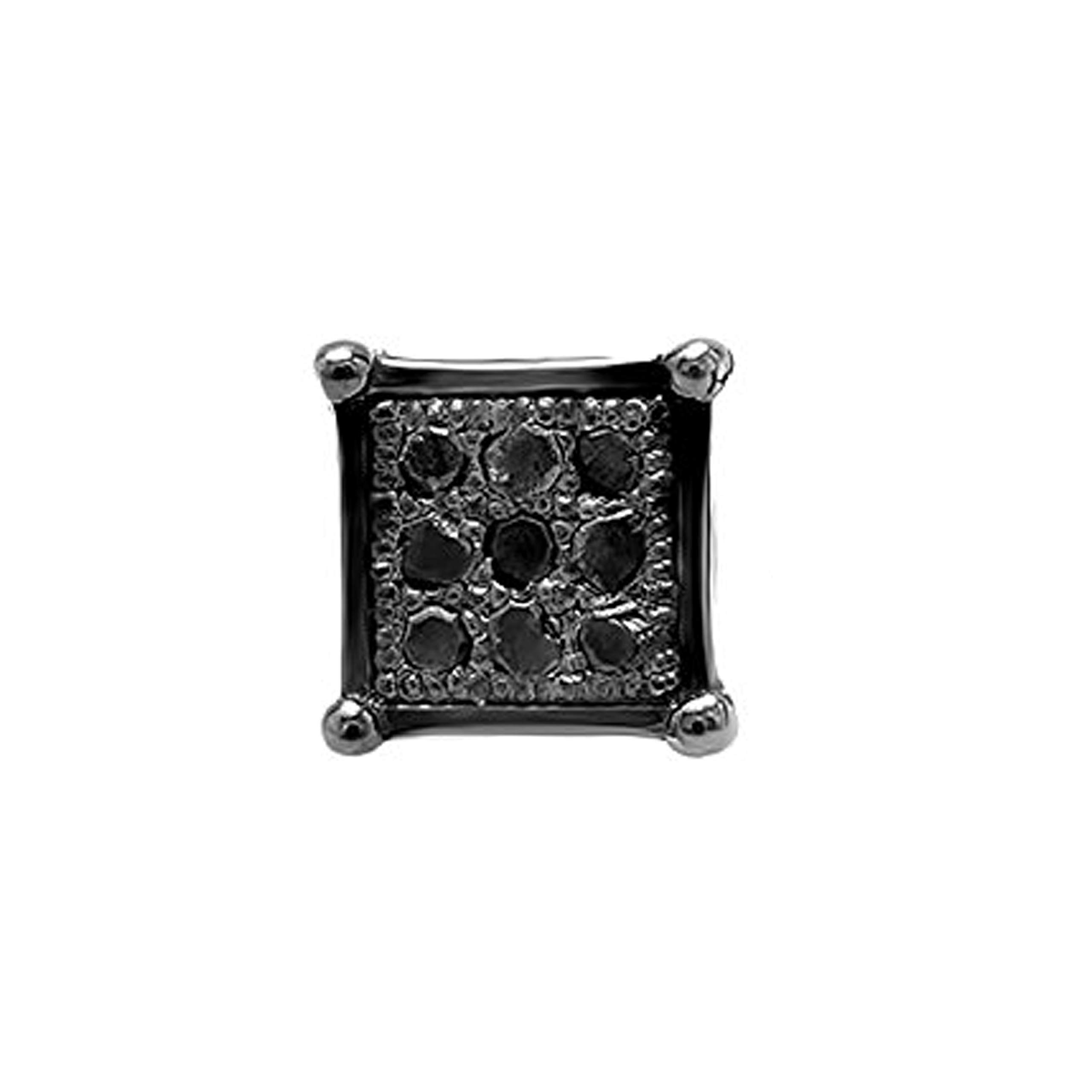 Dazzlingrock 0.02ct Black Diamond Men's Hip Hop Stud Earrings in Black Rhodium Plated Sterling Silver - Perfect for Gifts, Parties & Urban Fashion
