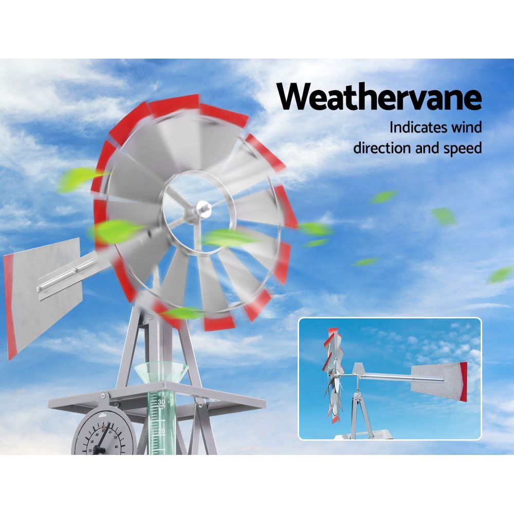 8FT Metal Garden Windmill - 245cm Outdoor Decorative Windmill for Yard, Lawn, and Patio - Rustic Farmhouse Windmill Decor for Garden Landscaping and Backyard Aesthetics