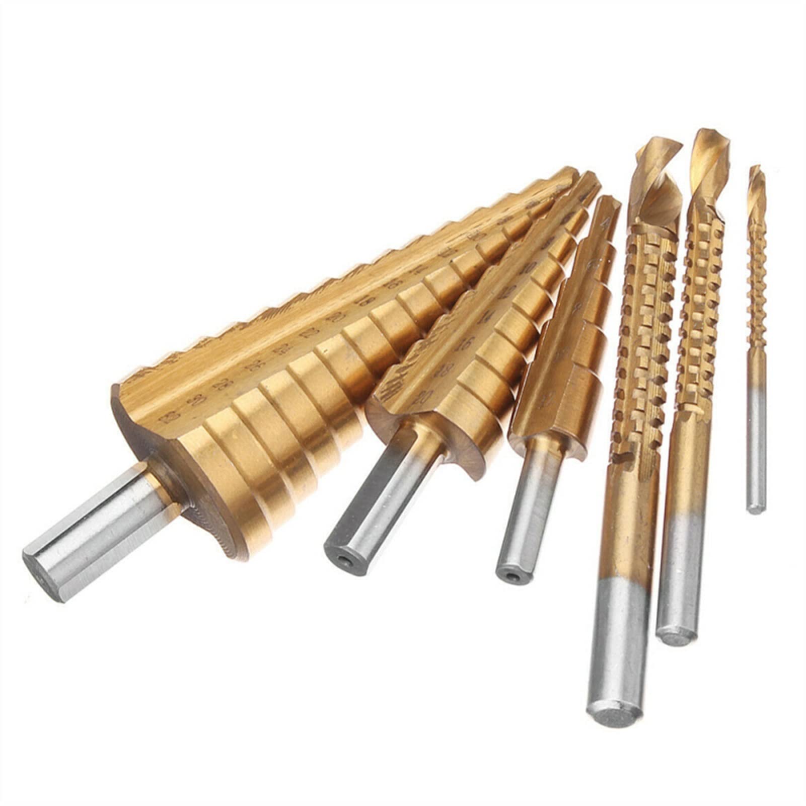 6Pcs HSS Metal Hole Saw Drill Bit Set (4-32mm) - High Speed Steel Step Drill Bits for Wood, Metal & Plastic - Power Tool Accessories for DIY, Construction & Home Improvement Projects