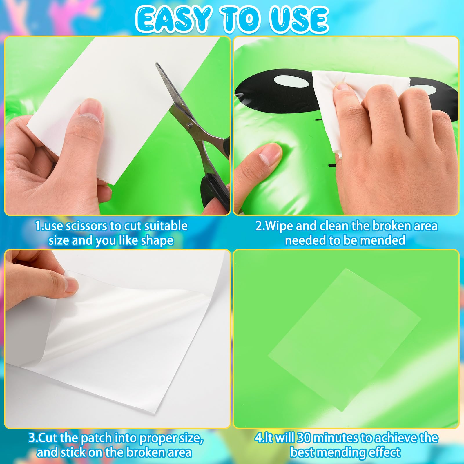 5 Pcs TPU Pool Repair Patch Kit - 21 x 30CM Waterproof Inflatable Repair Kit for Bounce House, Swimming Pool, Air Mattress, Inflatable Tent - Quick Fix for Leaks & Tears (Ideal for Outdoor Water Activities, Camping, and Pool Parties)