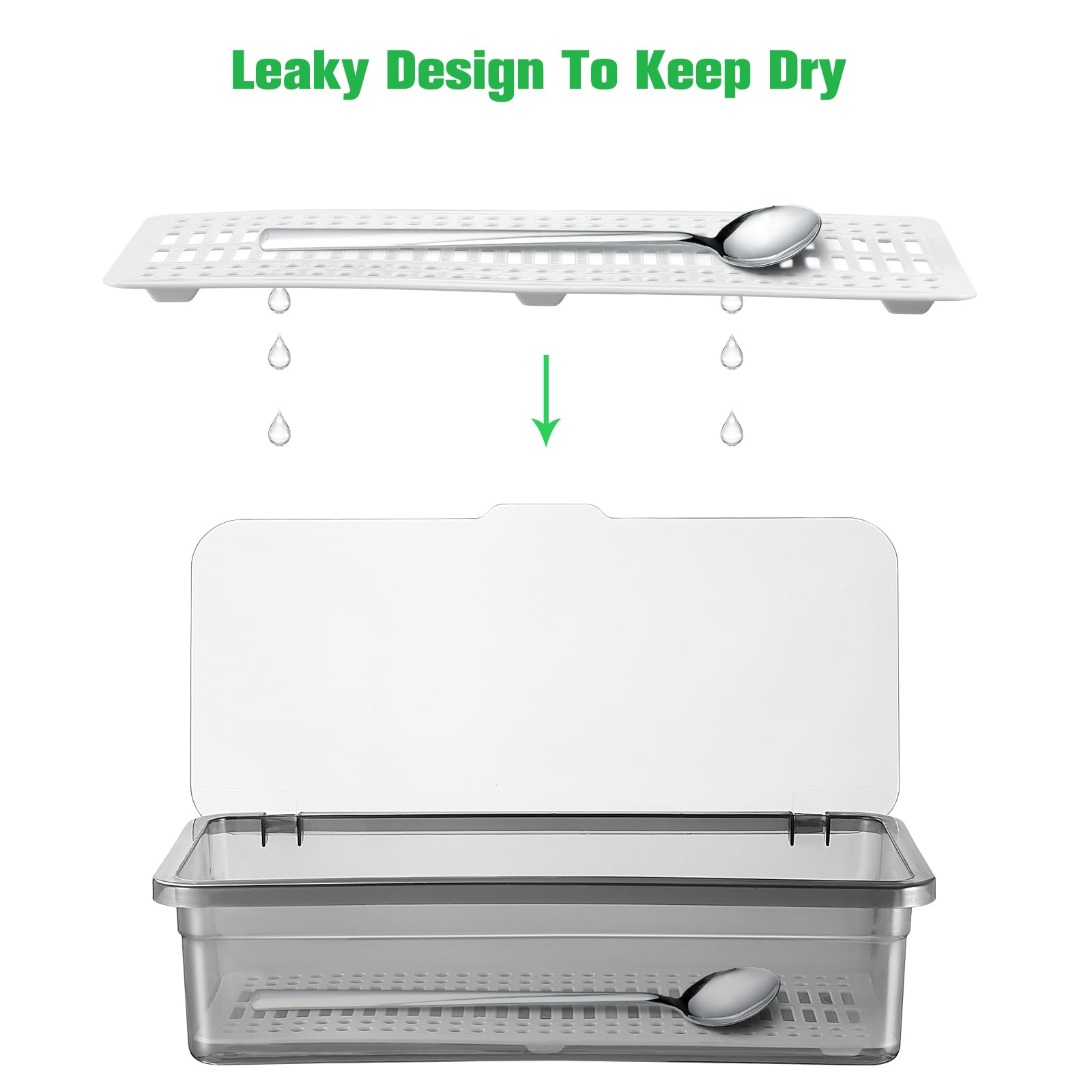 Clear Plastic Flatware Tray Organizer - Kitchen Utensil Drawer Storage for Spoons, Forks & Knives - Perfect for Home, Restaurant & Office Use