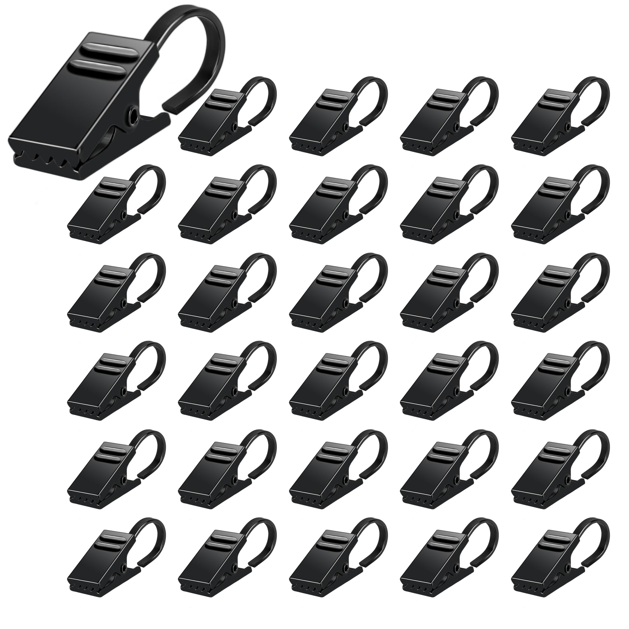 VRSS Black Curtain Hanging Clips - 30 Pack Heavy Duty Hook Clips for Home Decor, Photo Display, Art Craft Hanging & Party String Lights - Perfect for Bedroom, Living Room, Wedding & Event Decoration