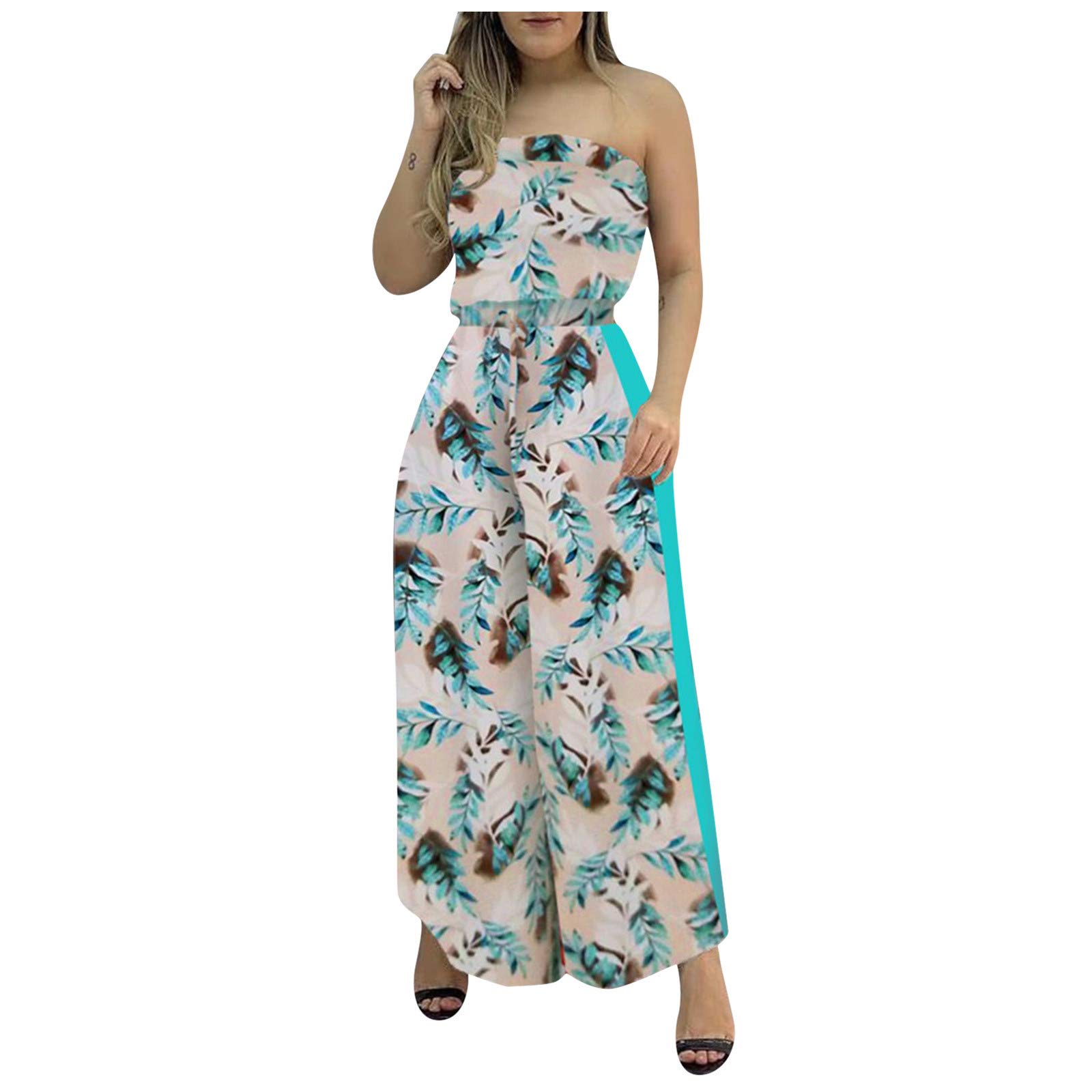 Floral Print Backless Halter Jumpsuit for Women - Sexy Slit Leg Black Overalls | Perfect for Summer Parties, Beach Vacations & Night Out