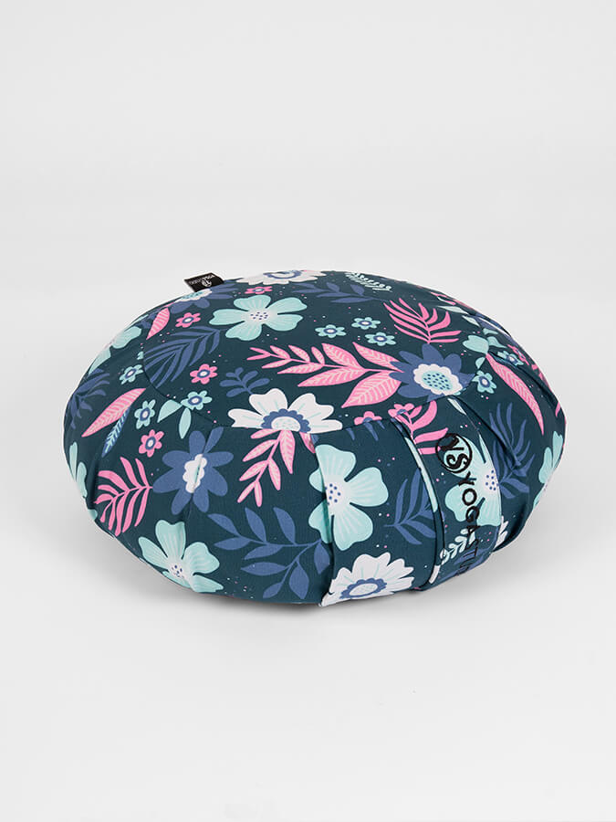 Organic Cotton Buckwheat Meditation Cushion - Round Floral Zafu Pillow for Yoga, Meditation & Home Decor | Eco-Friendly Yoga Studio Accessory