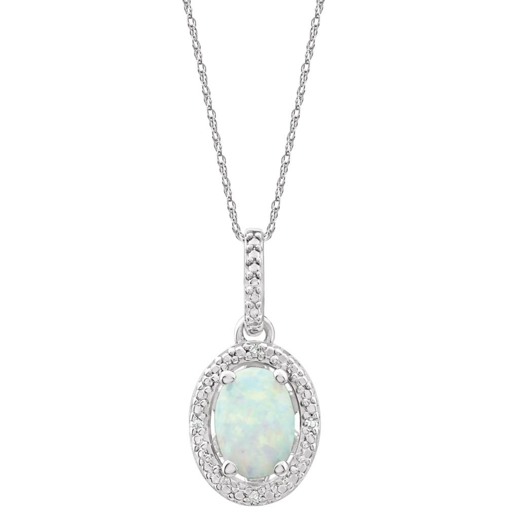 925 Sterling Silver Opal Necklace with Diamond Accent - Elegant Jewelry Gift for Women, Perfect for Weddings, Anniversaries & Special Occasions