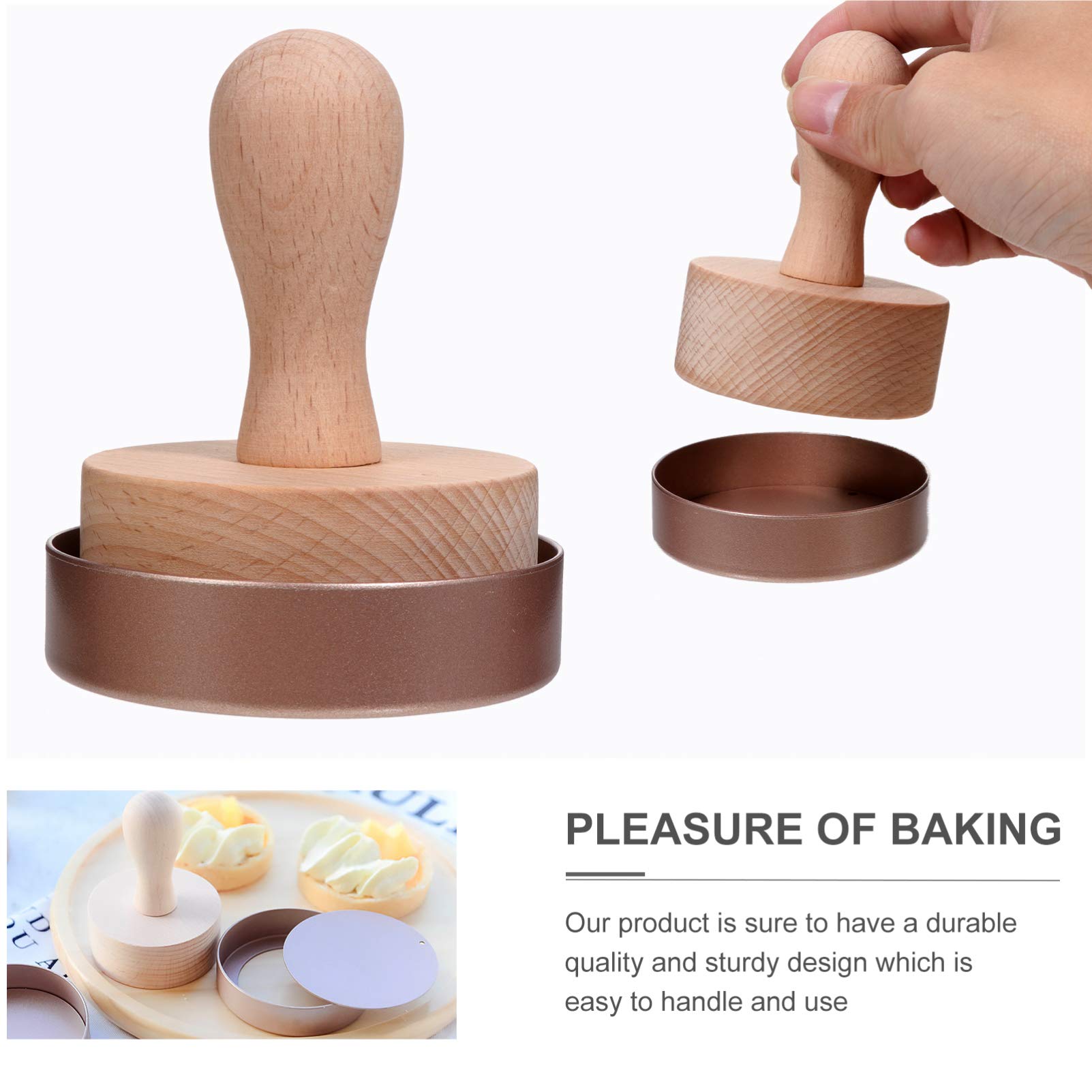 DOITOOL Wooden Tart Tamper Set - Pie Pastry Dough Press Tool with Egg Tart Pan Mold for Baking Mini Tarts, Cheesecakes, Pasta & Desserts | Perfect for Home Bakers, DIY Pastry Making & Professional Kitchen Use