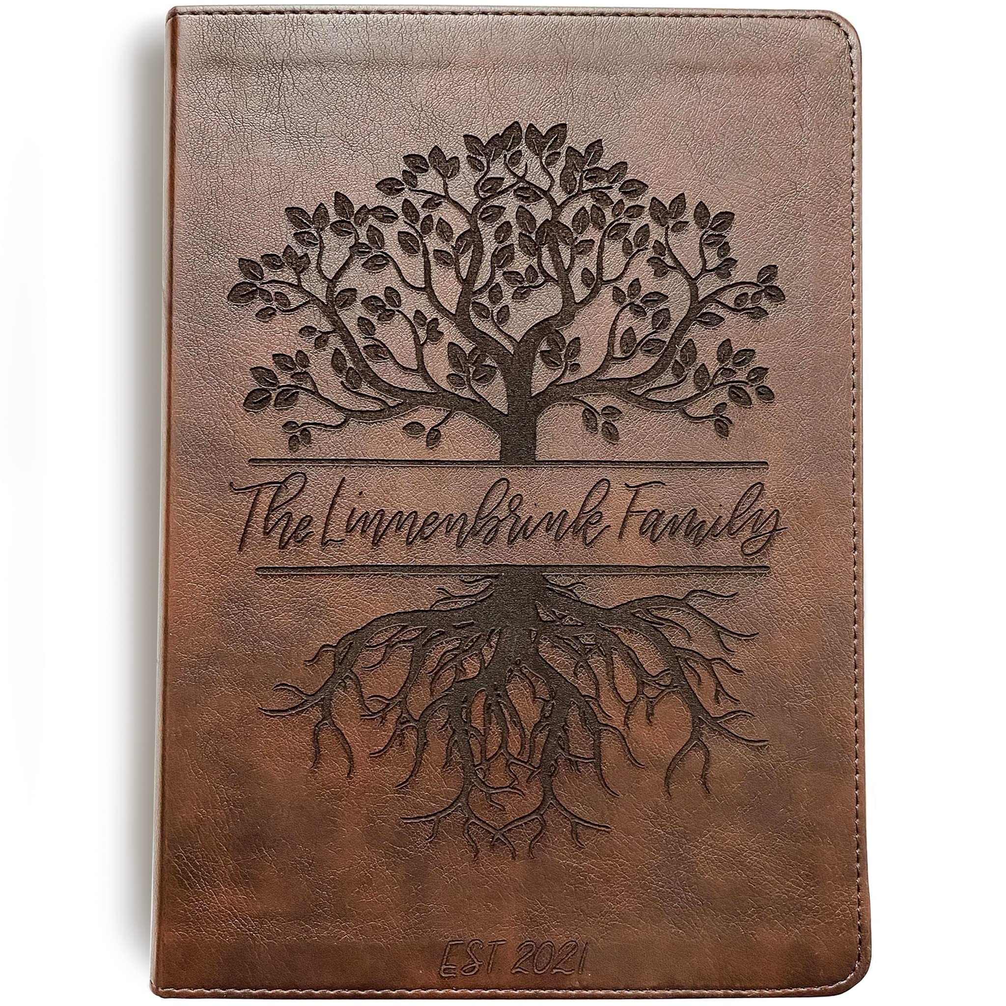 Personalized Family Name ESV Journaling Bible with Custom Tree Design - Engraved Wedding Gift for Couples, Bridal Shower, Anniversary & Christian Faith Keepsake