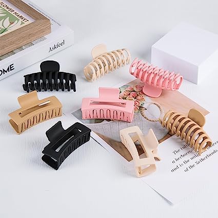 Shidara Large Hair Claw Clips for Women - 6 Piece Set in Neutral & Multicolor Shades | Perfect for Ponytails, Buns & Everyday Hairstyles