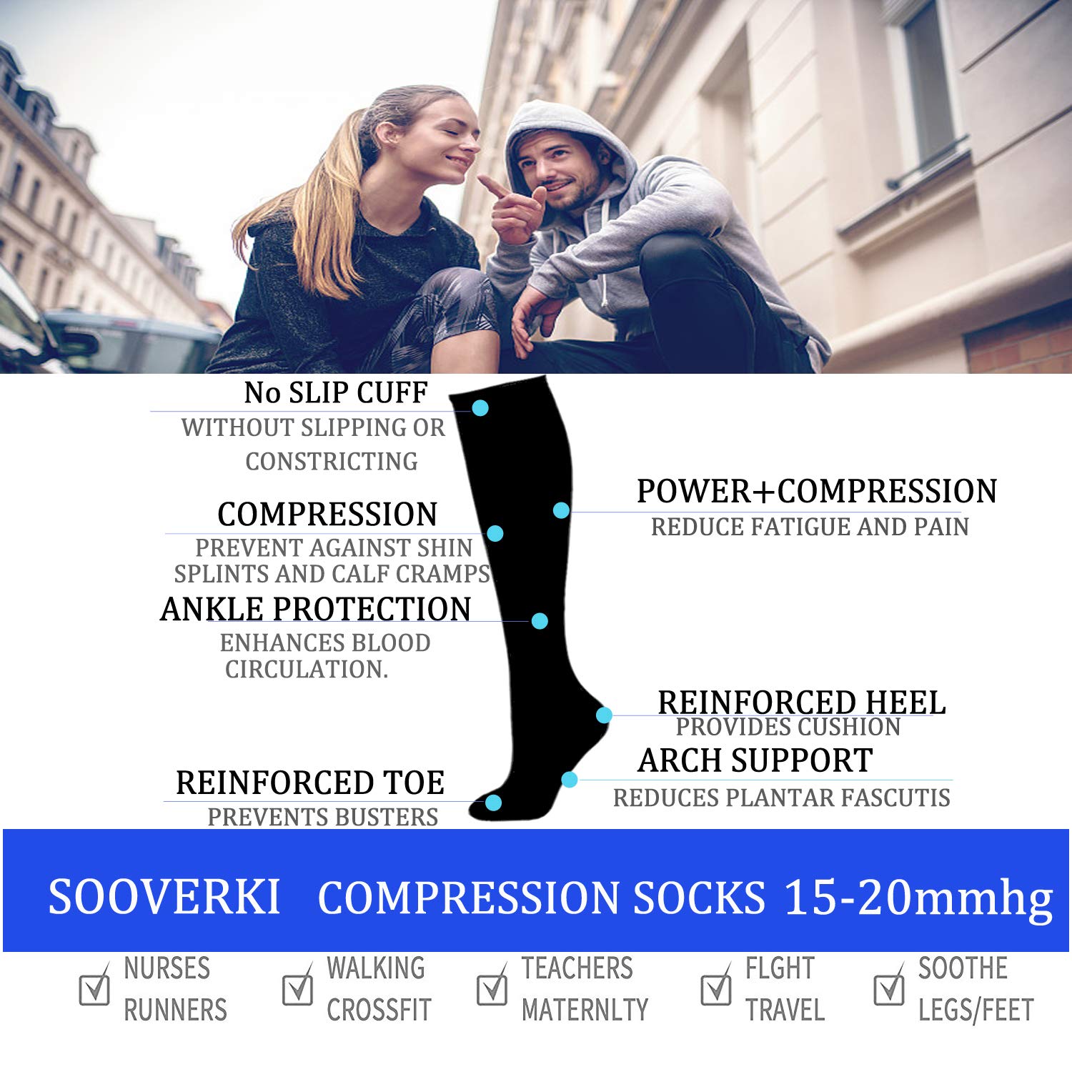 Graduated Copper Compression Socks for Men & Women (8 Pairs) - 15-20mmHg Support for Improved Circulation - Best for Running, Athletic Training & Cycling - Perfect for Workouts, Travel & Recovery