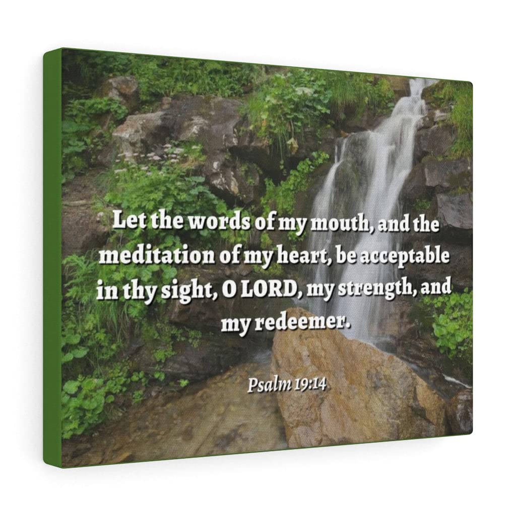 Christian Wall Art with Bible Verse - 'My Strength and Redeemer' Psalm 19:14 Scripture Print - Ready to Hang Home Decor for Living Room, Bedroom & Office