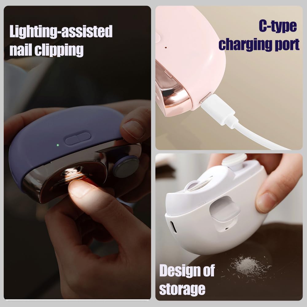 2025 Upgraded 3-in-1 Automatic Electric Nail Clipper for Seniors & Adults - Safe Nail Trimmer with Polishing Function for Elderly, Students & Babies (Purple) | Perfect for Home Use, Travel & Gift Giving