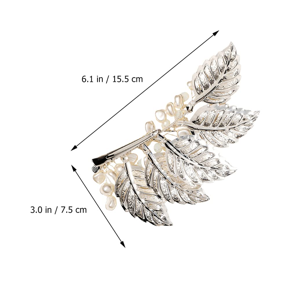 Beaupretty Elegant Metal Leaf Hair Clips with Pearl & Crystal Accents - Vintage Duckbill Hair Barrettes for Women, Brides & Girls - Perfect for Weddings, Prom, Parties & Everyday Hairstyles