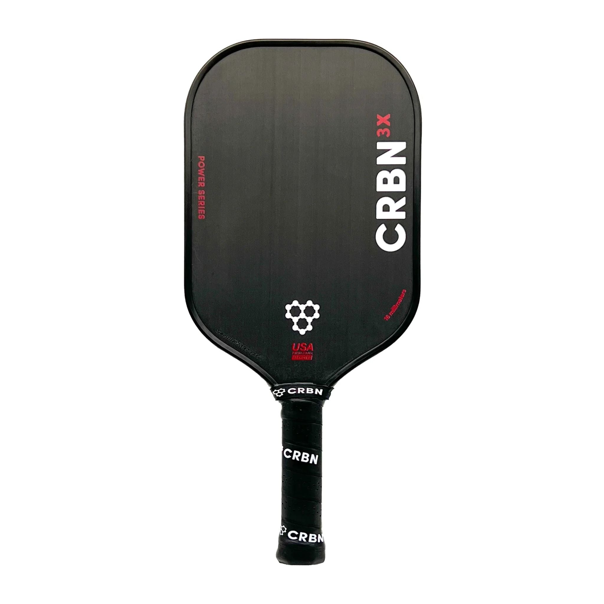 CRBN 3X Power Series Square Pickleball Paddle - 16mm Carbon Fiber Face for Enhanced Control & Power - Perfect for Competitive Play & Tournament Use
