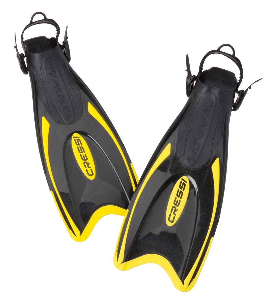 Cressi Palau Adjustable Snorkeling Fins - Black/Yellow for Scuba Diving, Swimming & Water Sports | Comfortable Fit for Men & Women