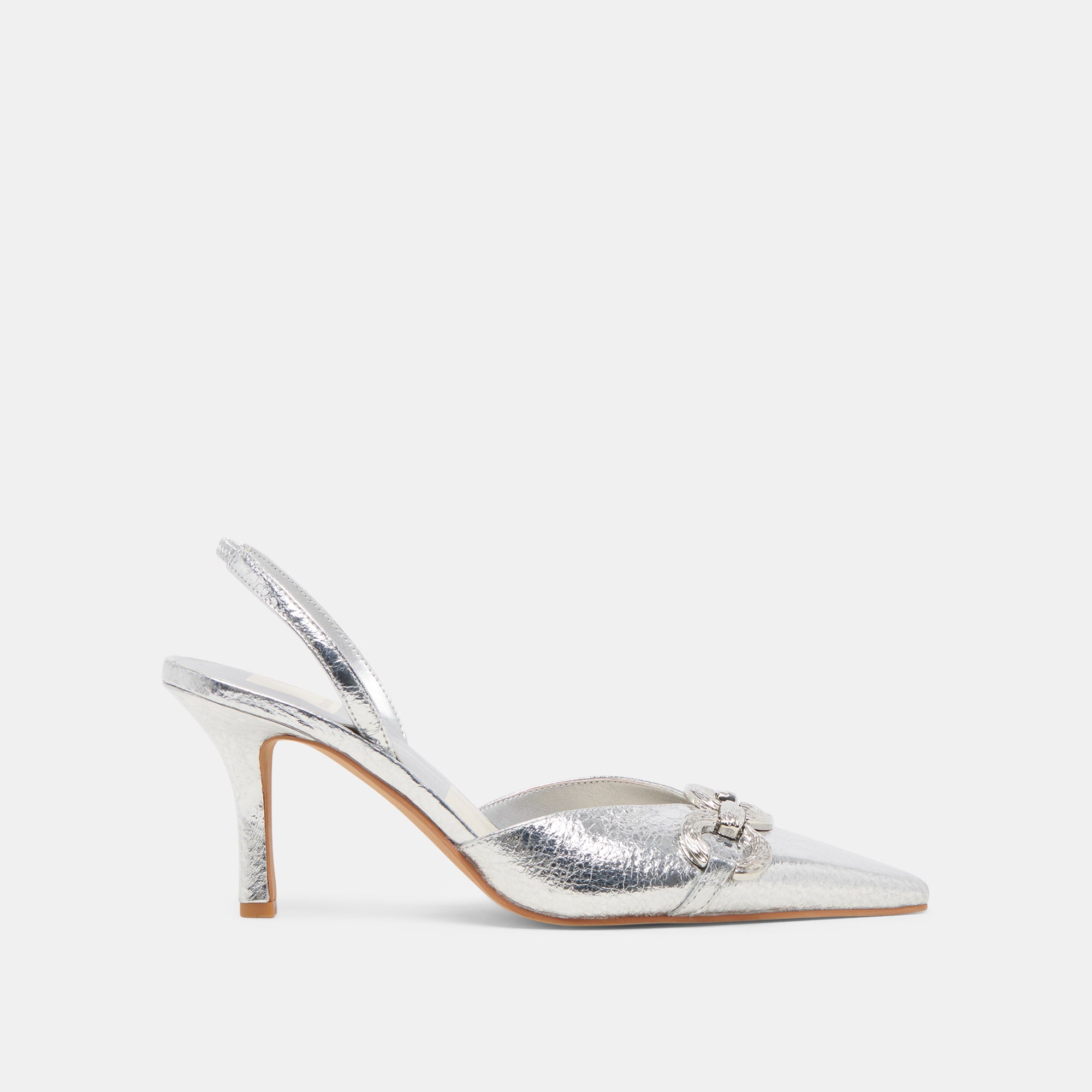 HAYLEE Women's Silver Distressed Leather Heels - Stylish High Heel Pumps for Party, Wedding & Evening Events