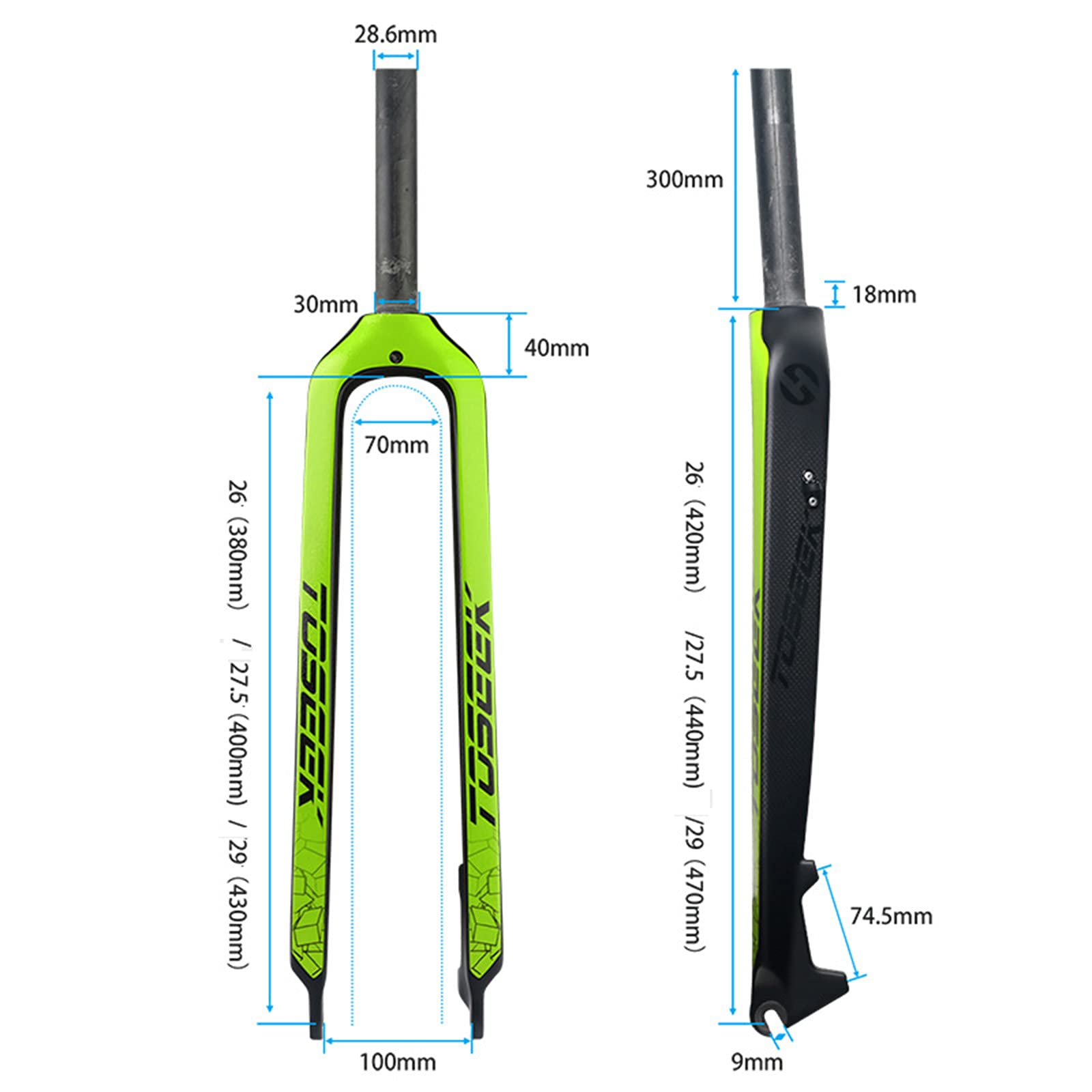 Ultra Light Full Carbon Fiber MTB Rigid Fork 1-1/8