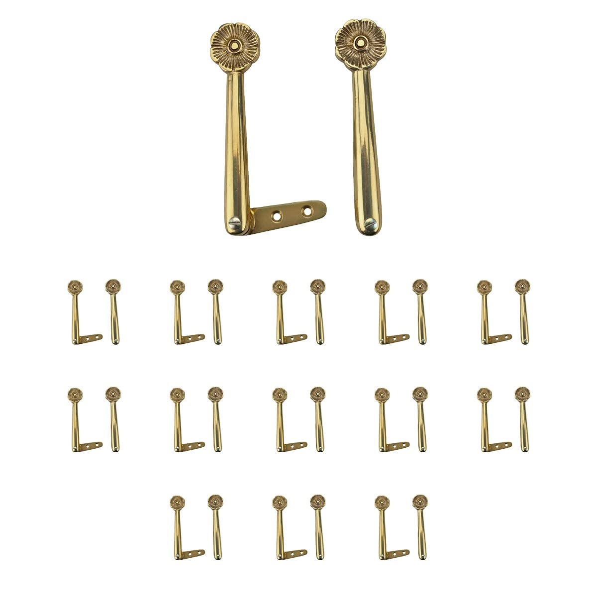 Renovators Supply 5-Inch Brass Floral Carpet Stair Clips - Pack of 13 for Securing Rugs on Stairs | Home Decor & Stair Safety Accessories