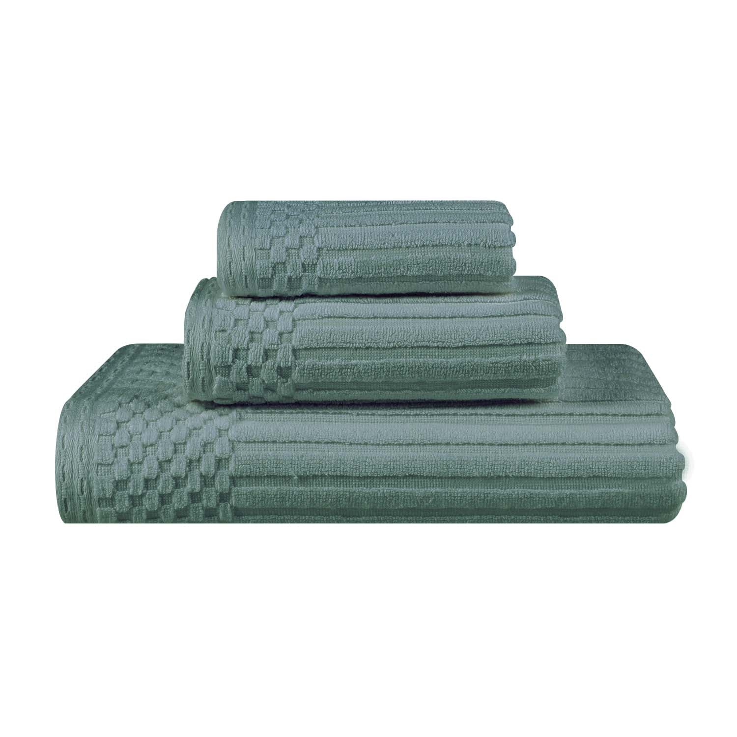 Premium Soho Ribbed Textured Cotton Bath Towel Set - Ultra Absorbent 3-Piece Towel Collection for Spa, Bathroom & Guest Use | Soft Luxury Towels for Home & Hotel