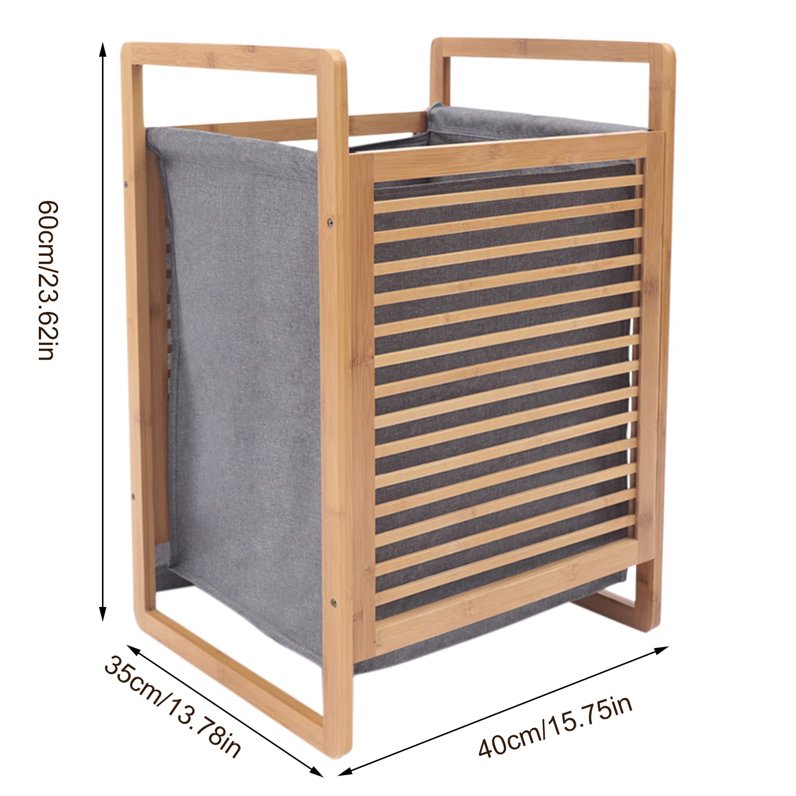 Portable Bamboo Laundry Hamper with Lid & Handles - Freestanding Clothes Organizer for Bedroom, Bathroom & Laundry Room - Foldable Dirty Clothes Storage Basket with 1 Section & Floor Stand - Ideal for Home, Dorm & Apartment Organization