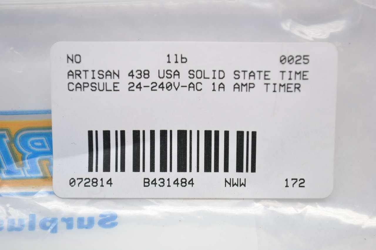 ARTISAN CONTROLS 438USA 19-288V Solid State Timer Relay - 1NO 1Amp 1024 Sec Delay-On Panel Mount for Industrial Automation & HVAC Systems