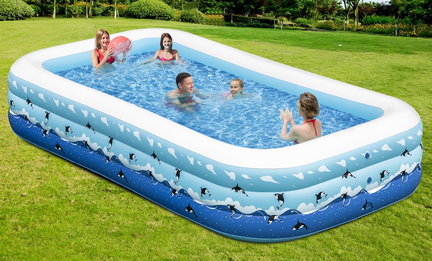 **Large Inflatable Pool with Pump - 130