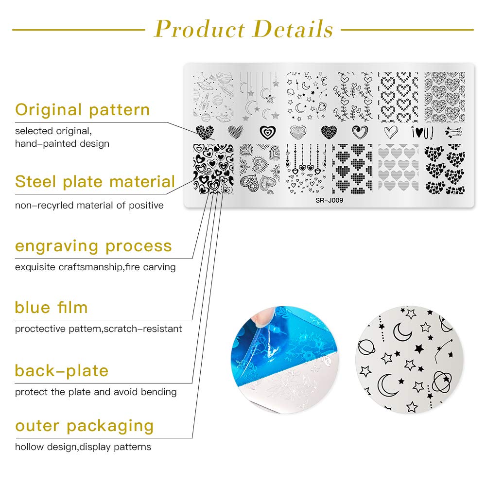 MEET ACROSS Nail Art Stamping Kit - 4 Nail Stamping Plates, 1 Stamper, 1 Scraper & Storage Bag for Professional Nail Designs | Perfect for DIY Manicures, Salon Use & Nail Art Enthusiasts