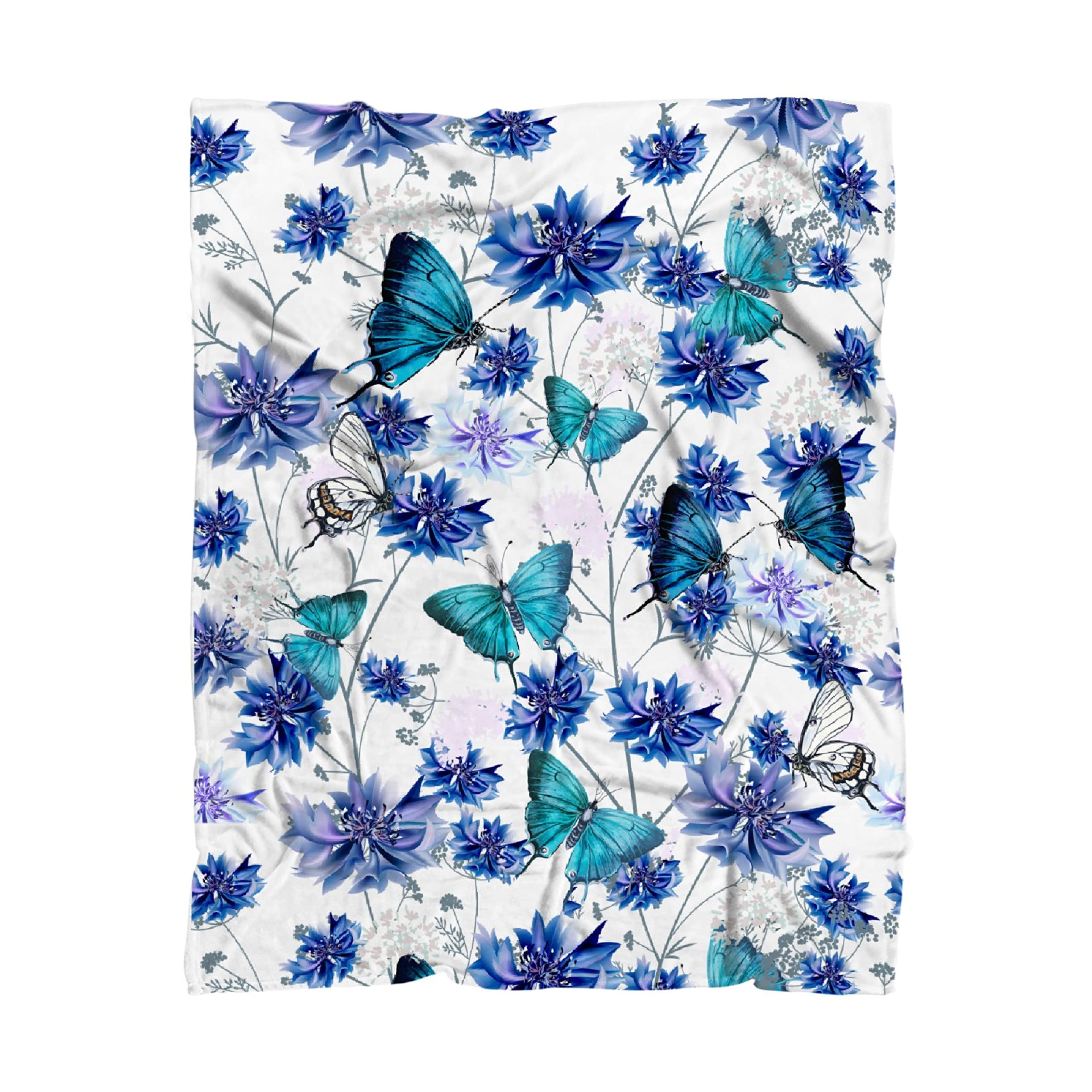 Butterfly Floral Fleece Blanket - Ultra Soft & Warm Throw for Girls, Kids, Adults - 120