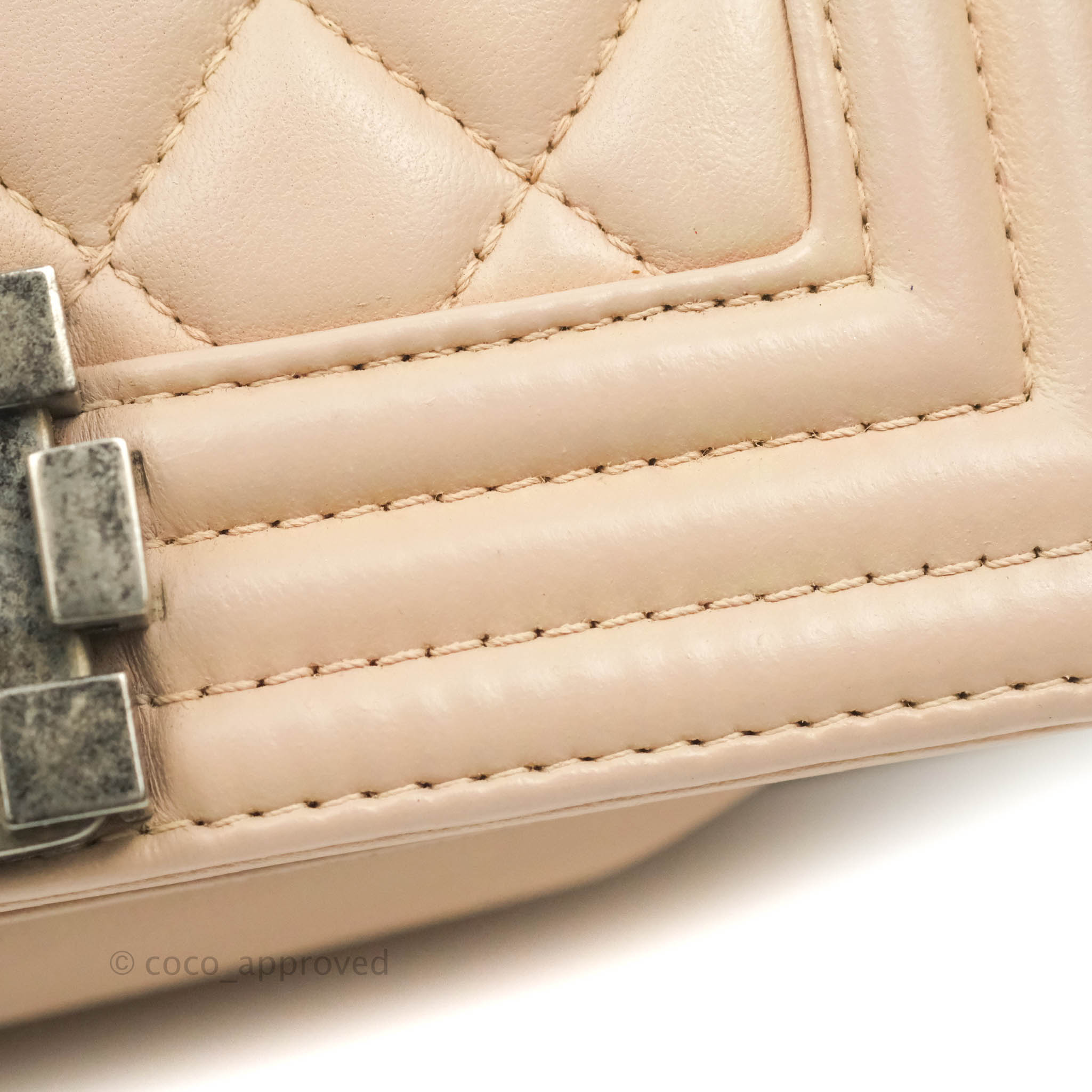 Chanel Boy Small Light Beige Pink Calfskin Bag with Ruthenium Hardware - Luxury Crossbody Purse for Women, Perfect for Date Night & Evening Events