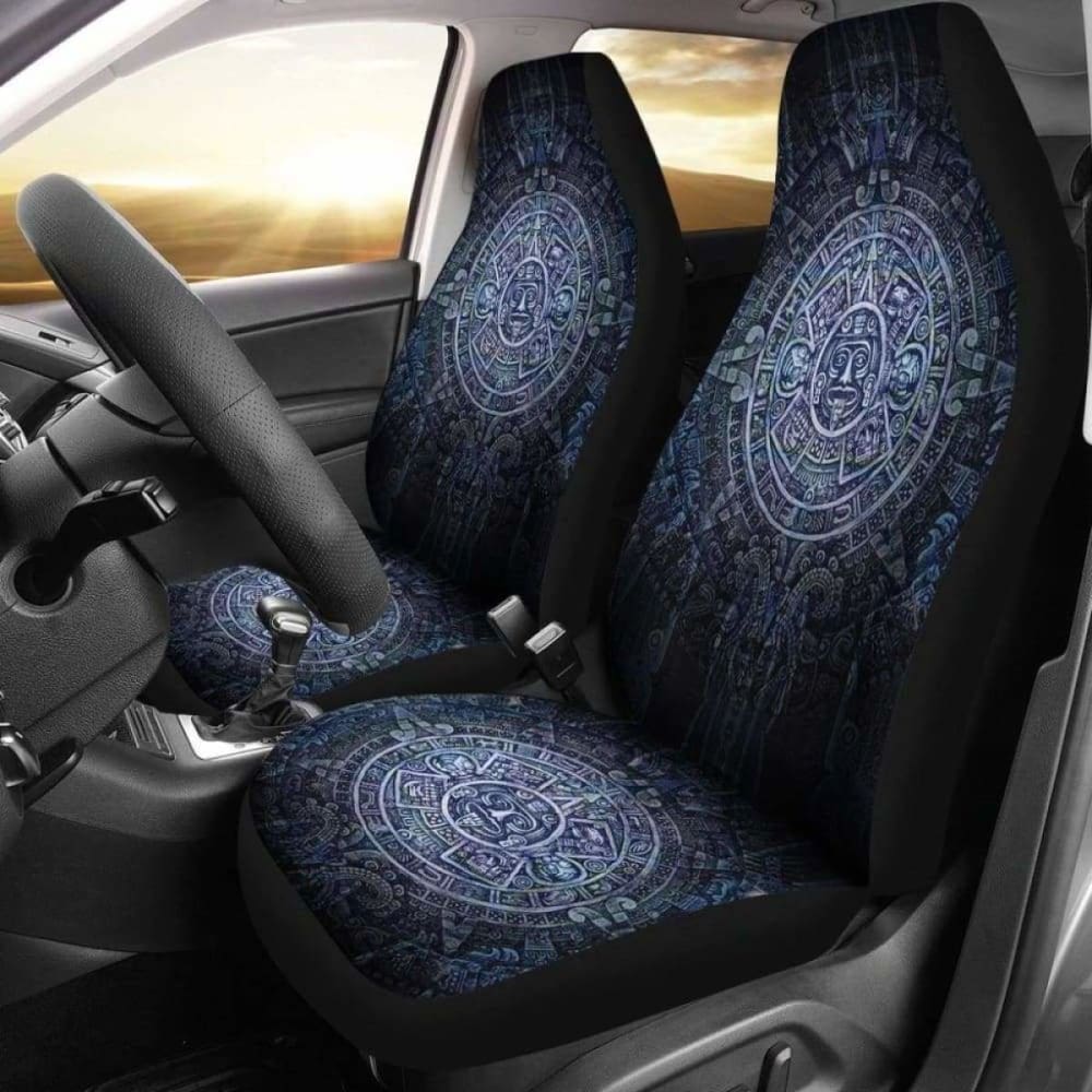 Premium Aztec Symbol Blue Car Seat Covers (Set of 2) - Universal Fit for Most Vehicles - Waterproof & Breathable Fabric - Perfect for SUVs, Trucks & Sedans - Stylish Protection for Daily Commute & Road Trips