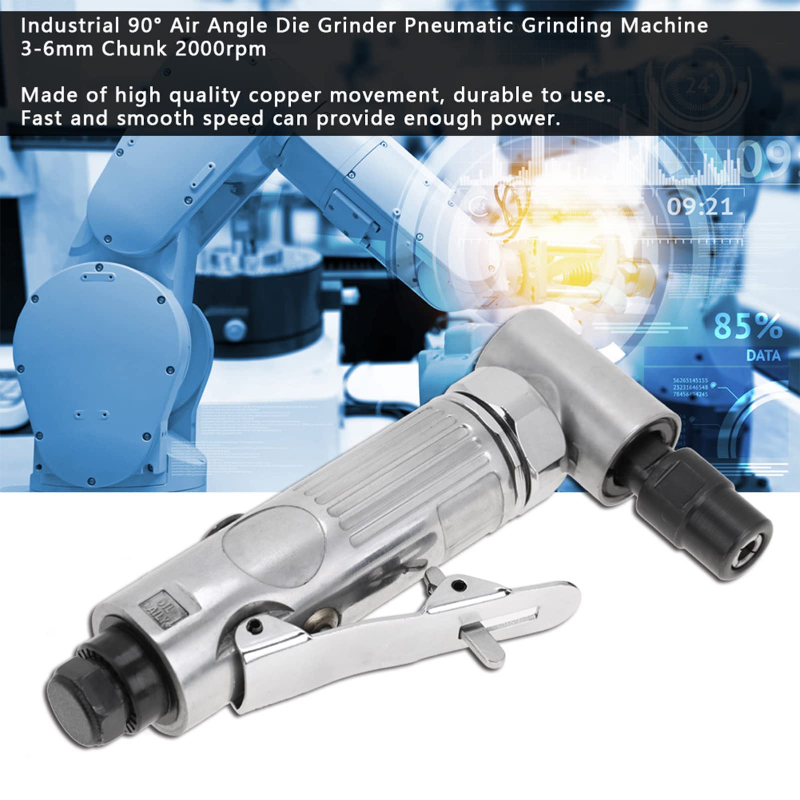 90° Right Angle Air Die Grinder Tool - Industrial Pneumatic Grinding Machine for Metal & Wood (3-6mm) - Perfect for Automotive Repair, Metalworking & DIY Projects