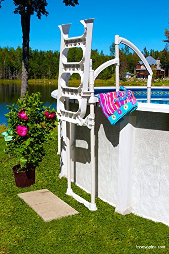 Above Ground Pool Step and Flip Up Ladder System - Heavy Duty & Stable Pool Ladder for Pools Up to 54