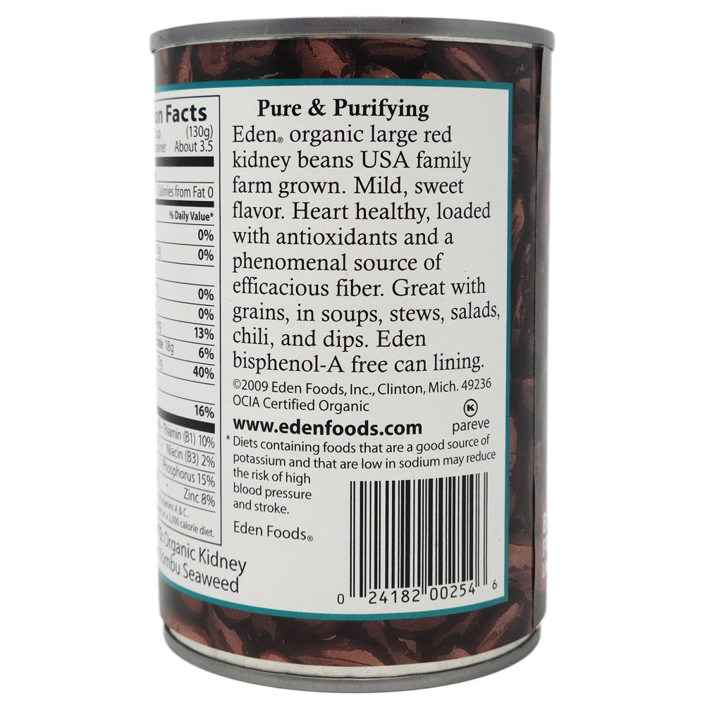 Organic Eden No Salt Added Kidney Beans 15 oz | Non-GMO, BPA-Free Canned Beans | Perfect for Salads, Soups, and Healthy Meal Prep