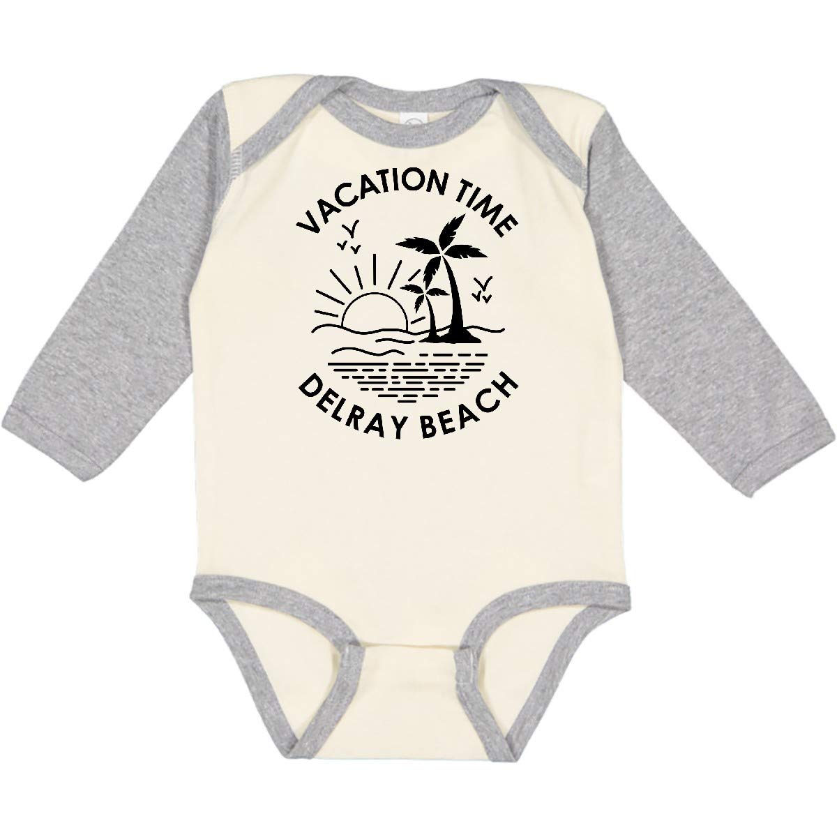 Inktastic Vacation Time in Delray Beach Long Sleeve Baby Bodysuit - Soft Cotton Creeper for Newborns & Infants - Perfect for Beach Trips & Family Photos