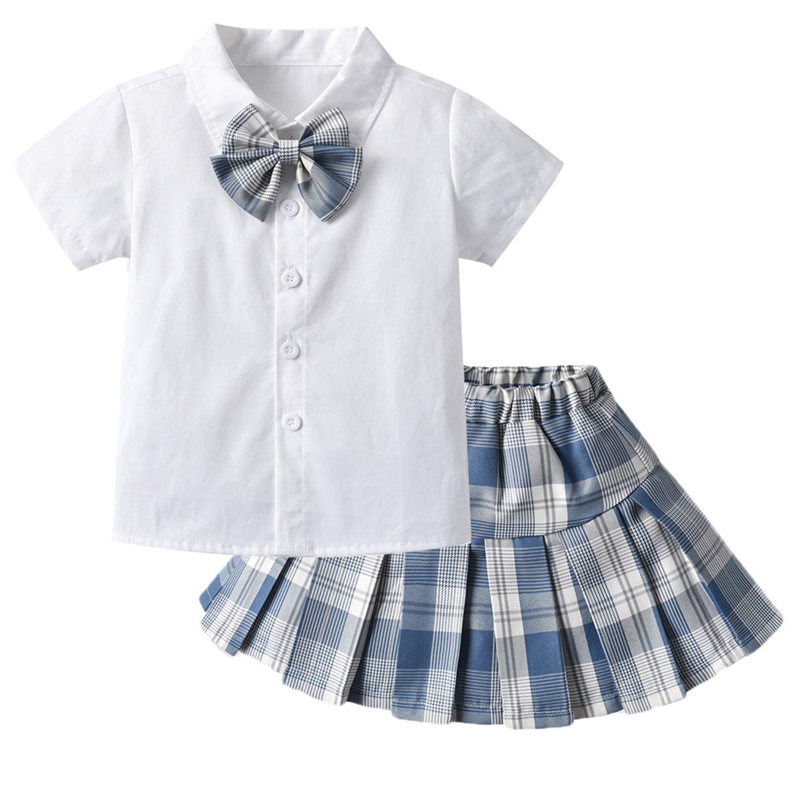 Baby Girl's Bowtie Solid Color Short Sleeve Button Down Shirt - Cute Infant Summer Outfits for Boys & Girls - Perfect for Playdates, Parties & Photo Shoots