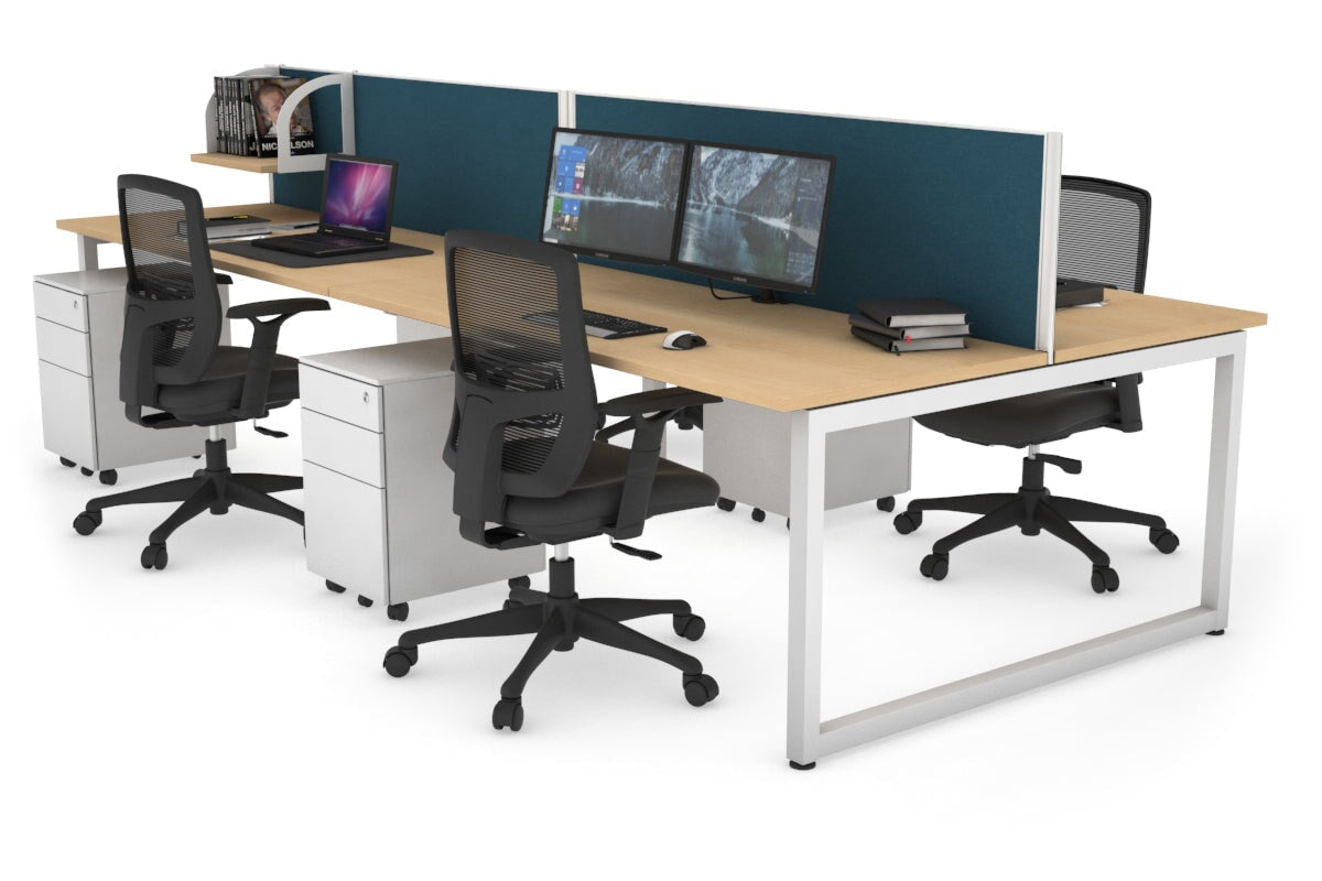 Quadro Loop Legs 4 Person Office Workstation Desk - 1800L x 700W - Modern Collaborative Workspace Solution for Team Projects & Office Meetings