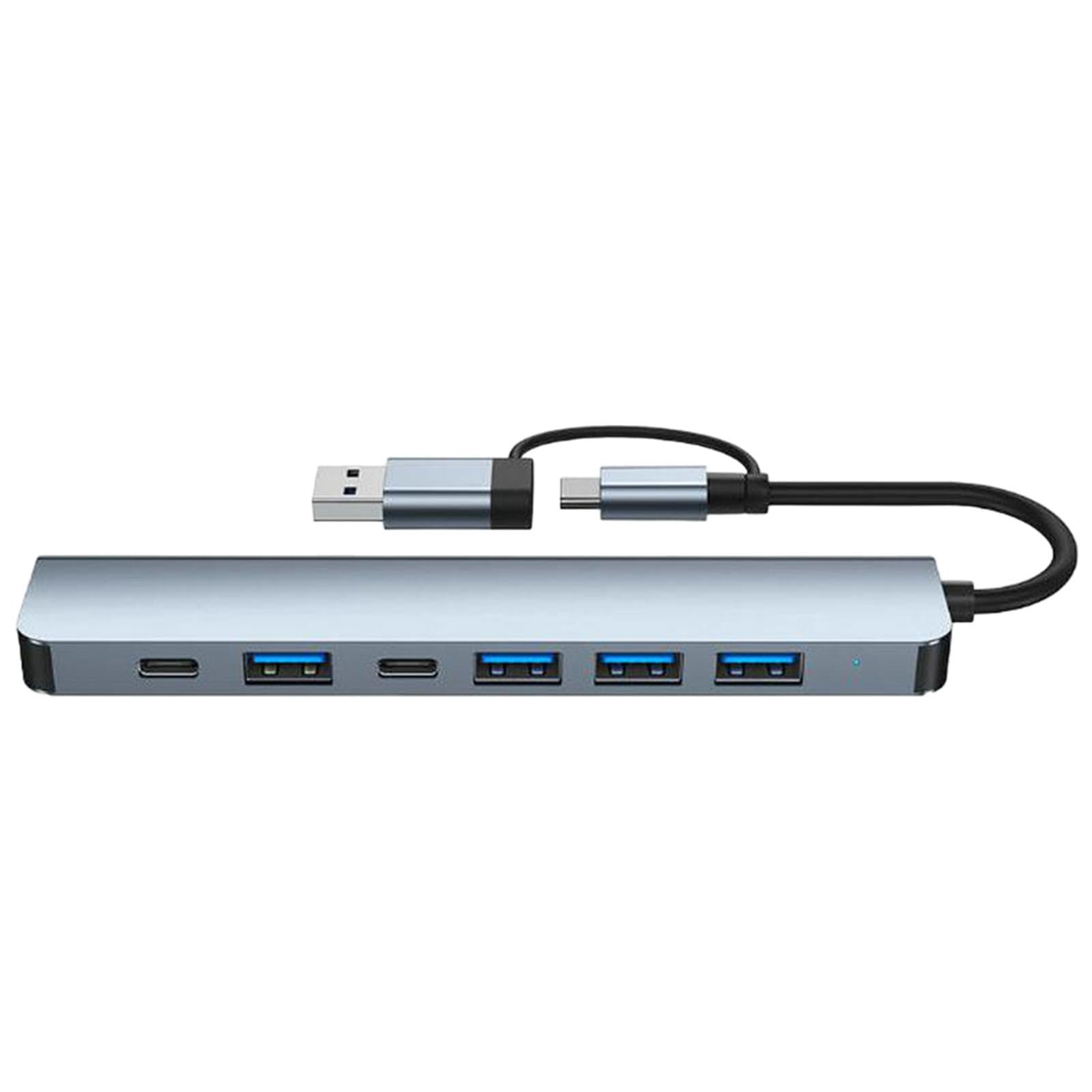 Ruwshuuk 7-in-1 USB C Hub Adapter with 5Gbps High-Speed Data Transfer, USB 3.0 Ports, HDMI, SD/TF Card Reader - Compatible with MacBook Pro, iPad, Dell, HP, Lenovo Laptops & Tablets - Perfect for Home Office, Travel & Multi-Screen Workstations