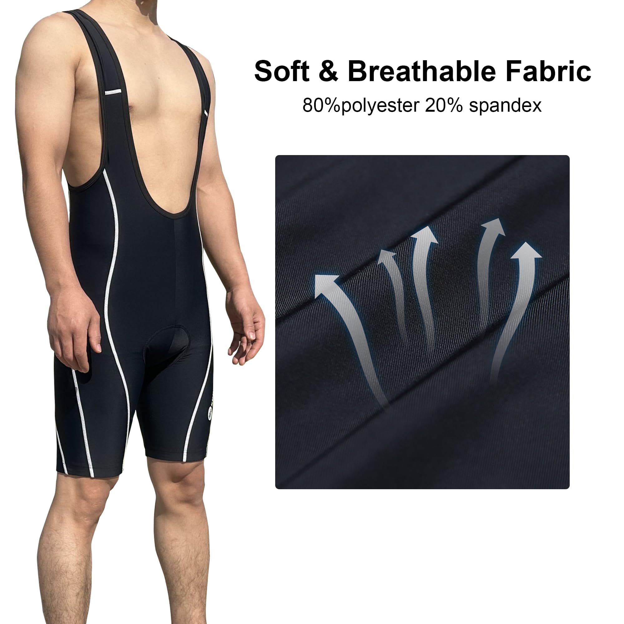 Sponeed Men's Cycling Bib Shorts - Padded, Breathable, UPF 50+ Biker Bibs for Road Racing & Training - Perfect for Long Distance Rides & Indoor Cycling