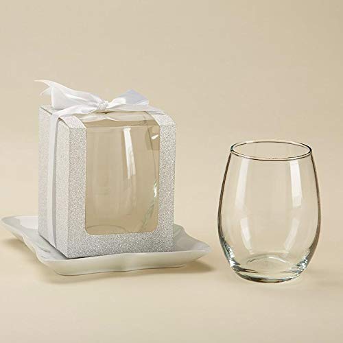 Personalized Monogram Stemless Wine Glass Set - 9 oz, 72pcs, Gold - Custom Wedding Favors & Bridal Shower Gifts - Perfect for Bachelorette Parties, Anniversary Celebrations and Special Events