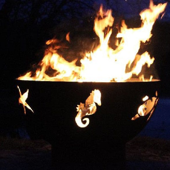 Penta 24-Inch Gas Fire Pit with Sea Creatures Art Design - Electronic Ignition for Outdoor Patio, Backyard, and Garden Gatherings
