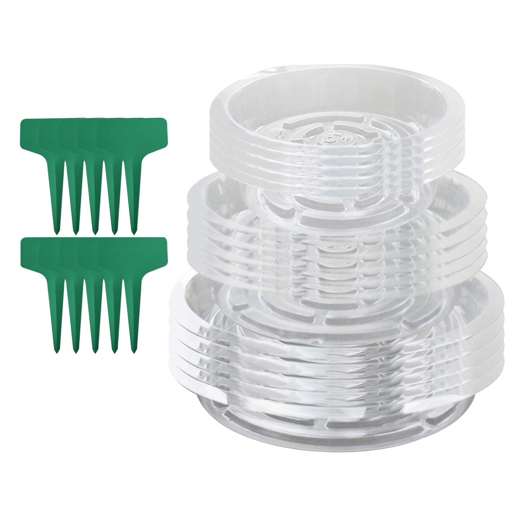 5-Pack Heavy Duty Clear Plastic Plant Saucers - Thick & Sturdy Drip Trays for Indoor/Outdoor Flower Pots - Perfect for Garden, Balcony & Patio Plant Drainage