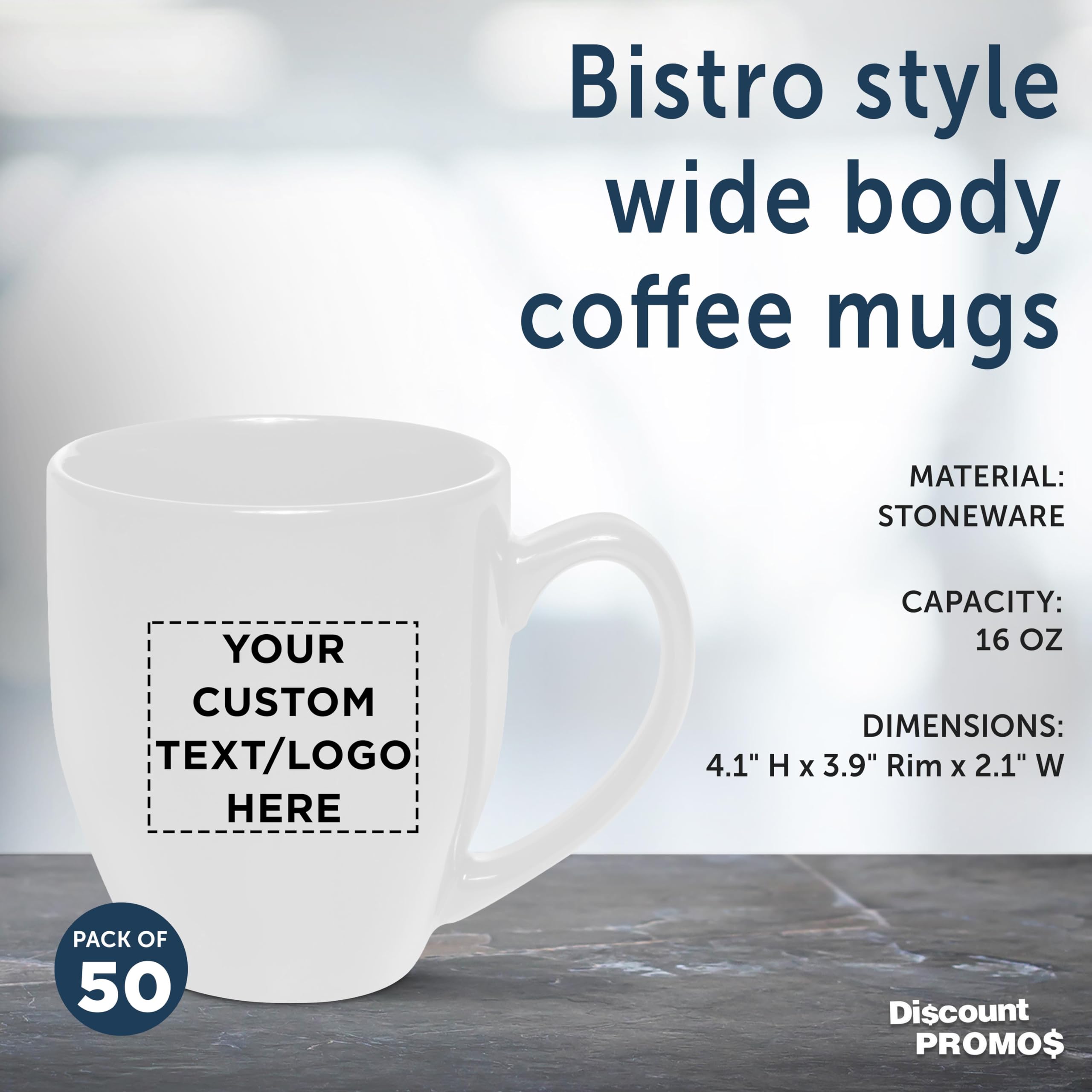Custom Large 16 oz Coffee Cups - Bulk Pack of 50 White Disposable Cups - Personalized for Coffee, Tea, Espresso, Cappuccino & Hot Cocoa - Perfect for Cafes, Offices, Events & Catering