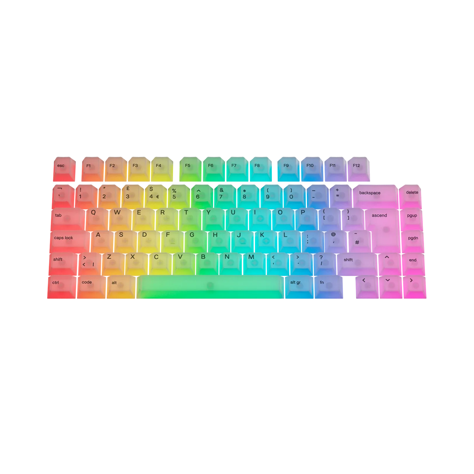 Polychroma Keycaps for Mechanical Keyboards - Custom RGB Backlit Keycaps for UK Layout (Ideal for Gaming, Typing & Office Use)