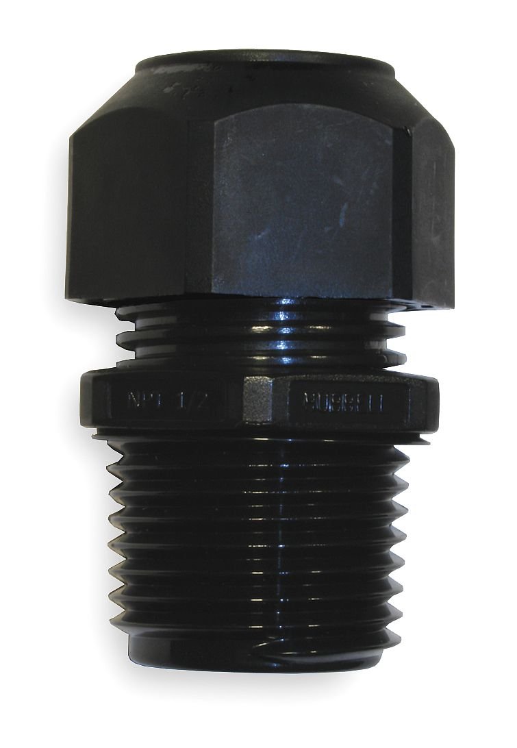 SEC38BA Straight Male NPT 0.375 Inch Black Nylon Cord Connector - Ideal for Electrical Wiring, Plumbing, and Industrial Applications
