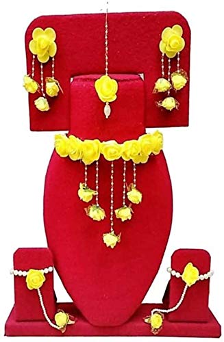 Riya Handicraft Women's Jewelry Set - Fashionable Floral Design with Fabric, Plastic & Metal for Bridal, Wedding & Special Occasions | Unique Handmade Accessories for Parties, Anniversaries & Gifts