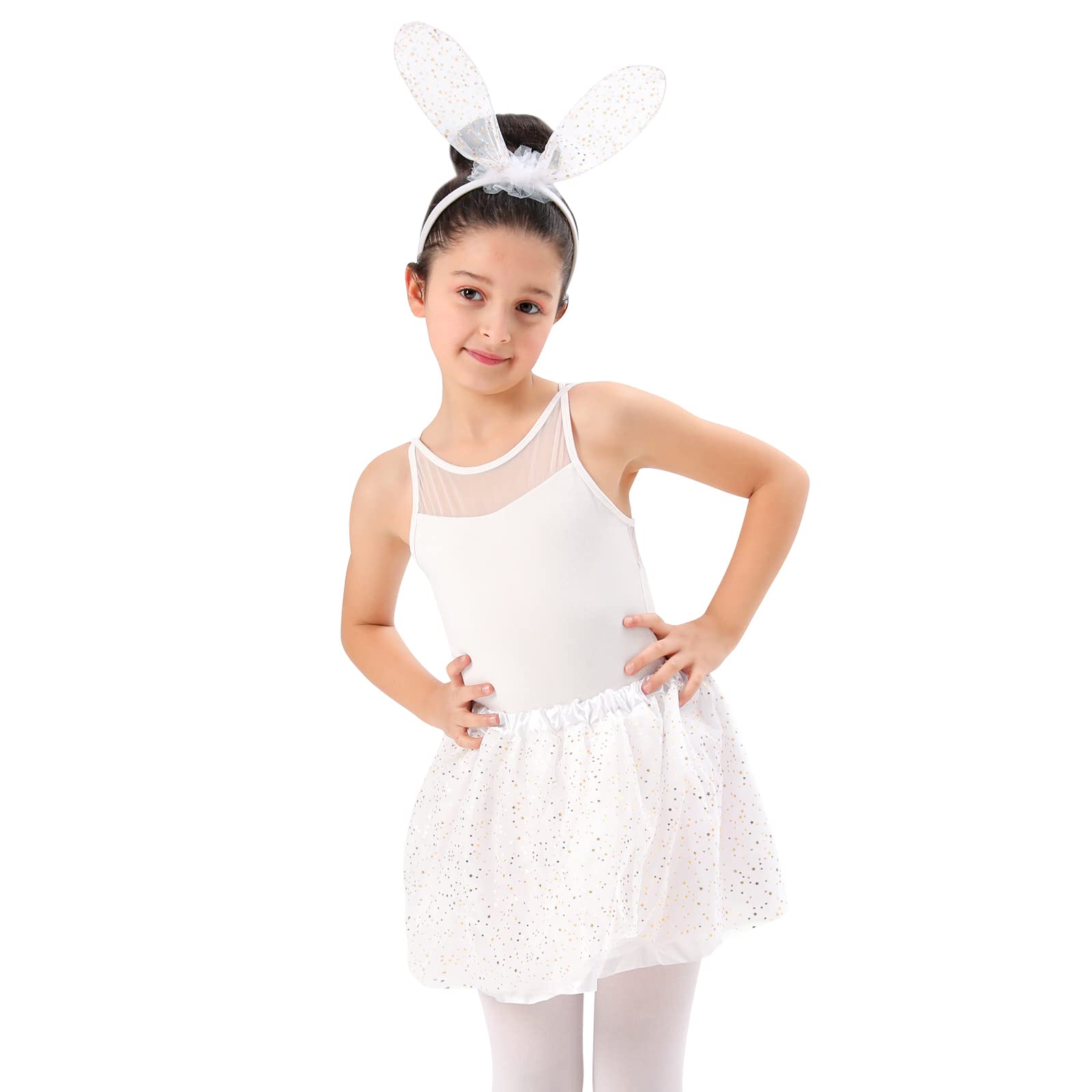 KEPATO Princess Dress Up Costume Set for Girls - Dalmatian Fairy Wings, Bunny Ears, Wand & Cape Skirt | Perfect for Halloween, Birthday Parties & Dress-Up Play