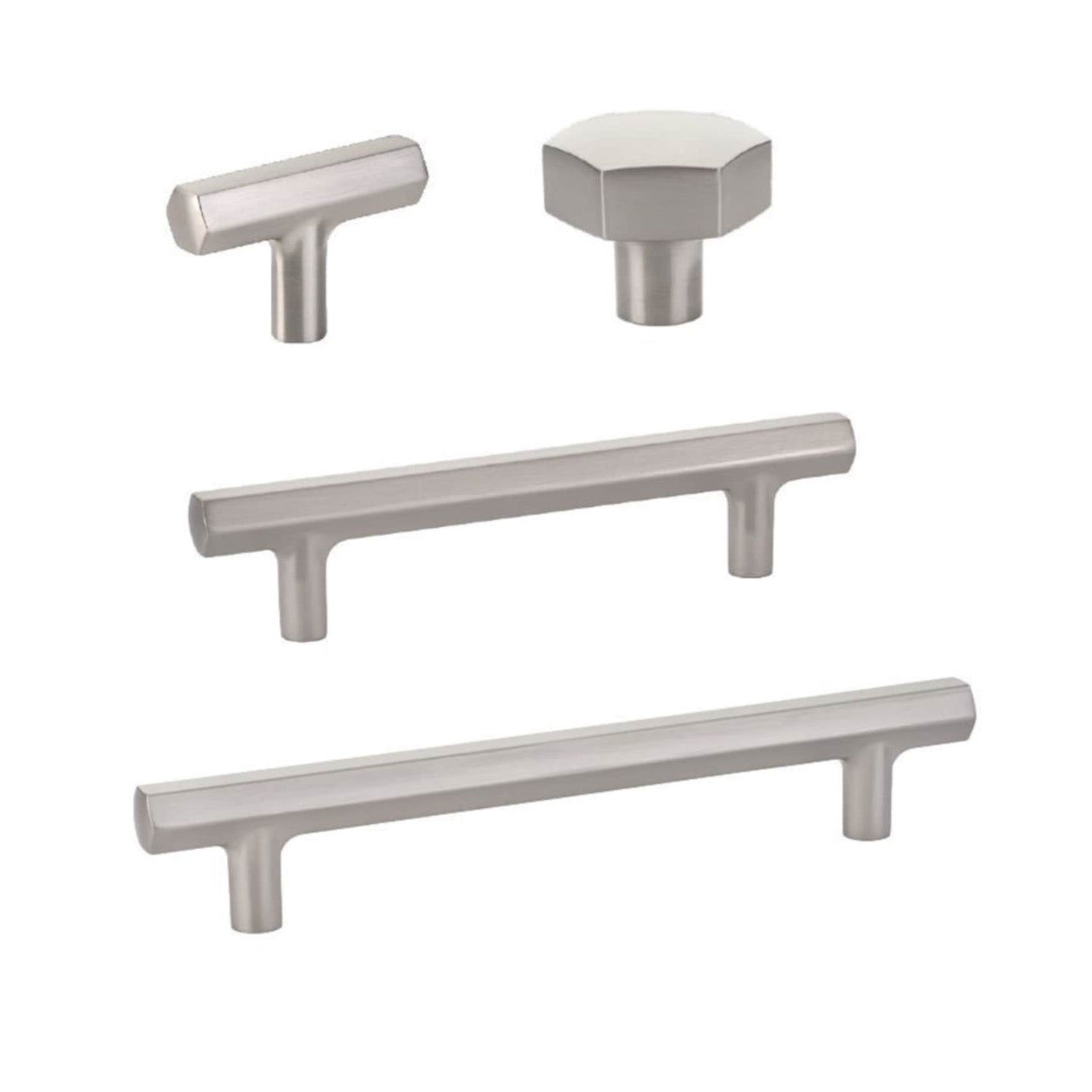 Geometric Satin Nickel Cabinet Knobs and Drawer Pulls - Modern Kitchen & Bathroom Hardware for Cabinets, Dressers, and Furniture (Set of 10) - Perfect for Home Renovation and DIY Projects