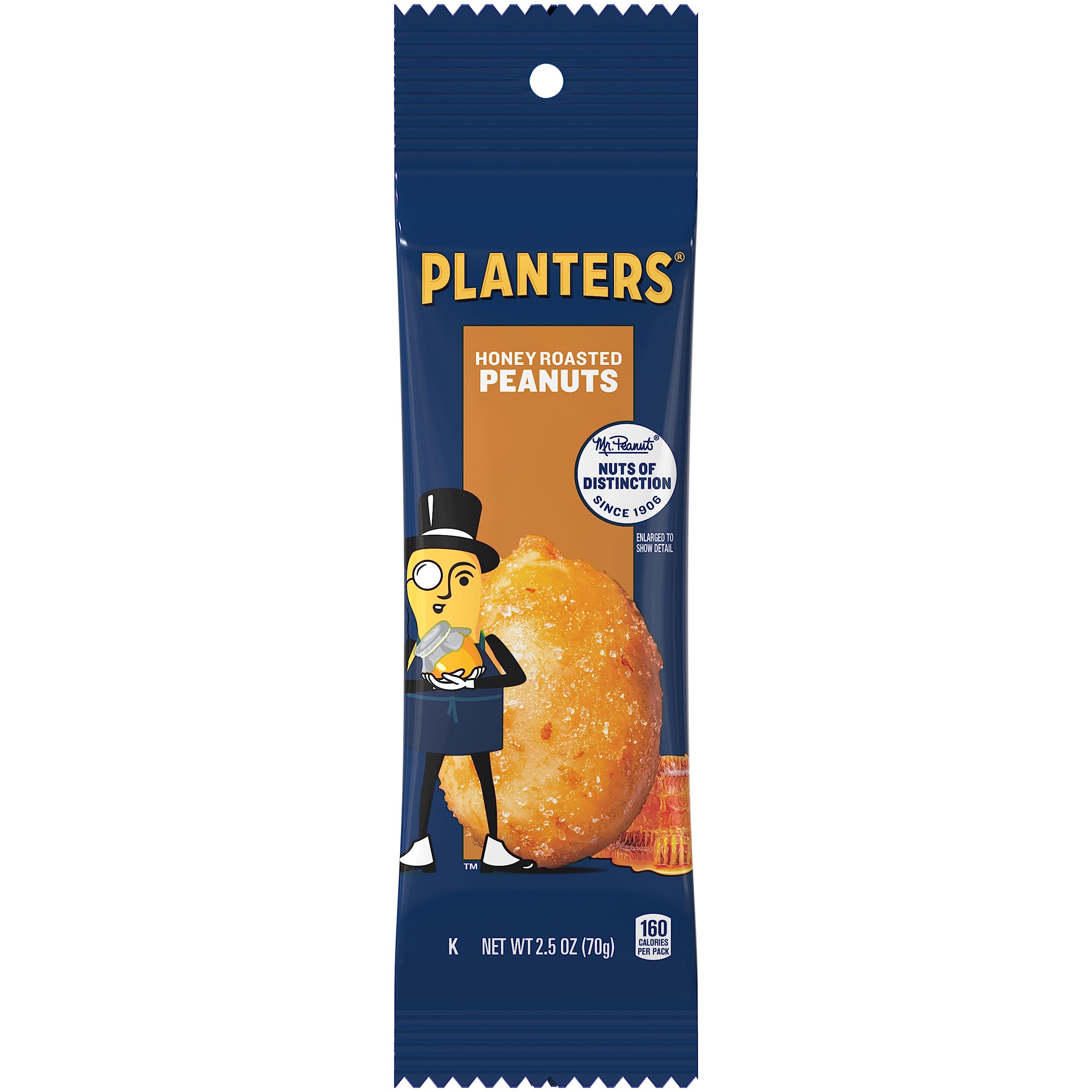 PLANTERS Honey Roasted Peanuts, 2.5oz (15 Count) - Crunchy Peanuts with Honey & Sea Salt - Healthy Snacks for Work, School, Movies & Travel - Kosher Certified Protein Snack