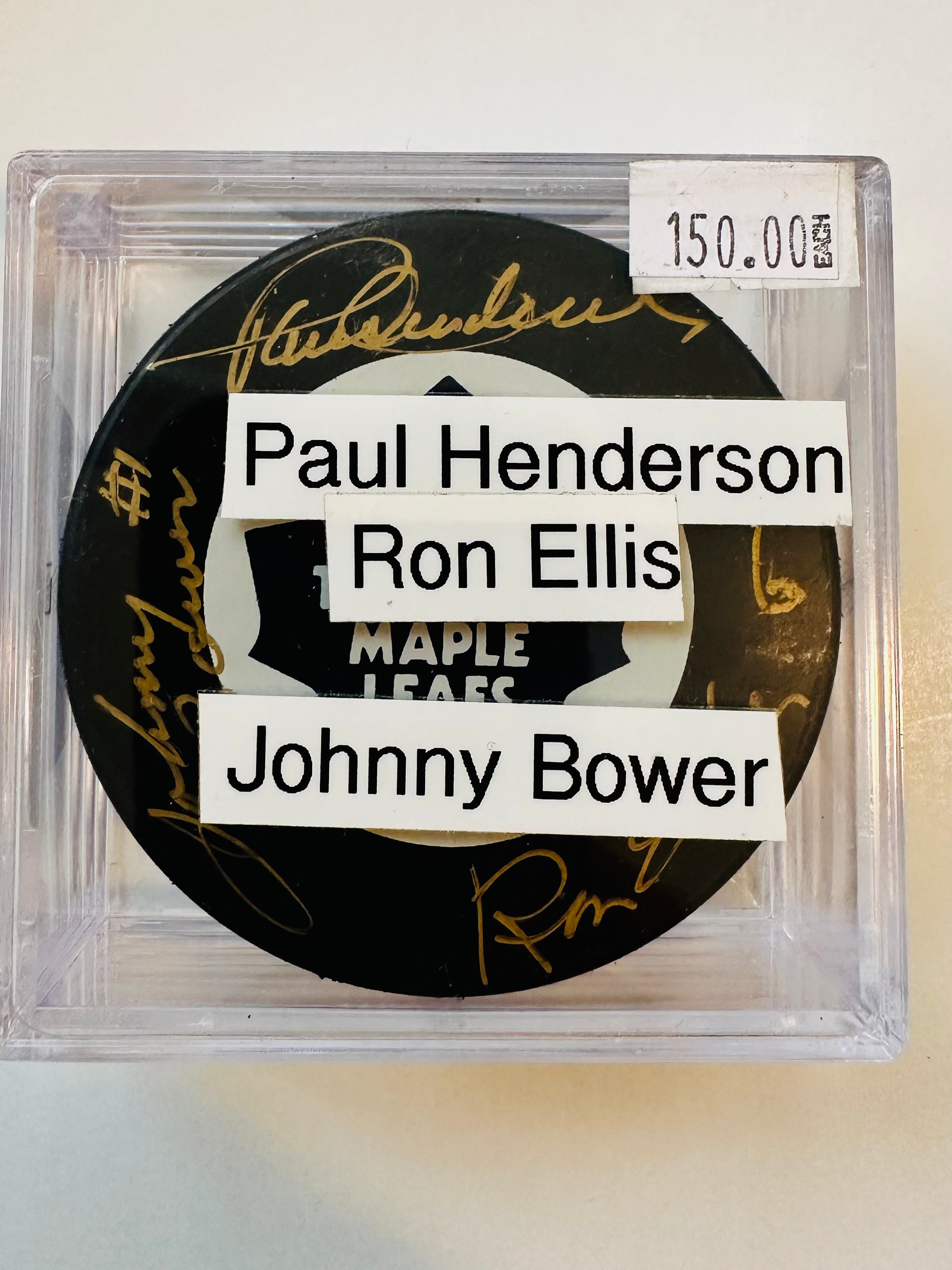 Johnny Bower, Ron Ellis & Paul Henderson Autographed Hockey Puck with COA - Collectible NHL Memorabilia for Fans & Display
