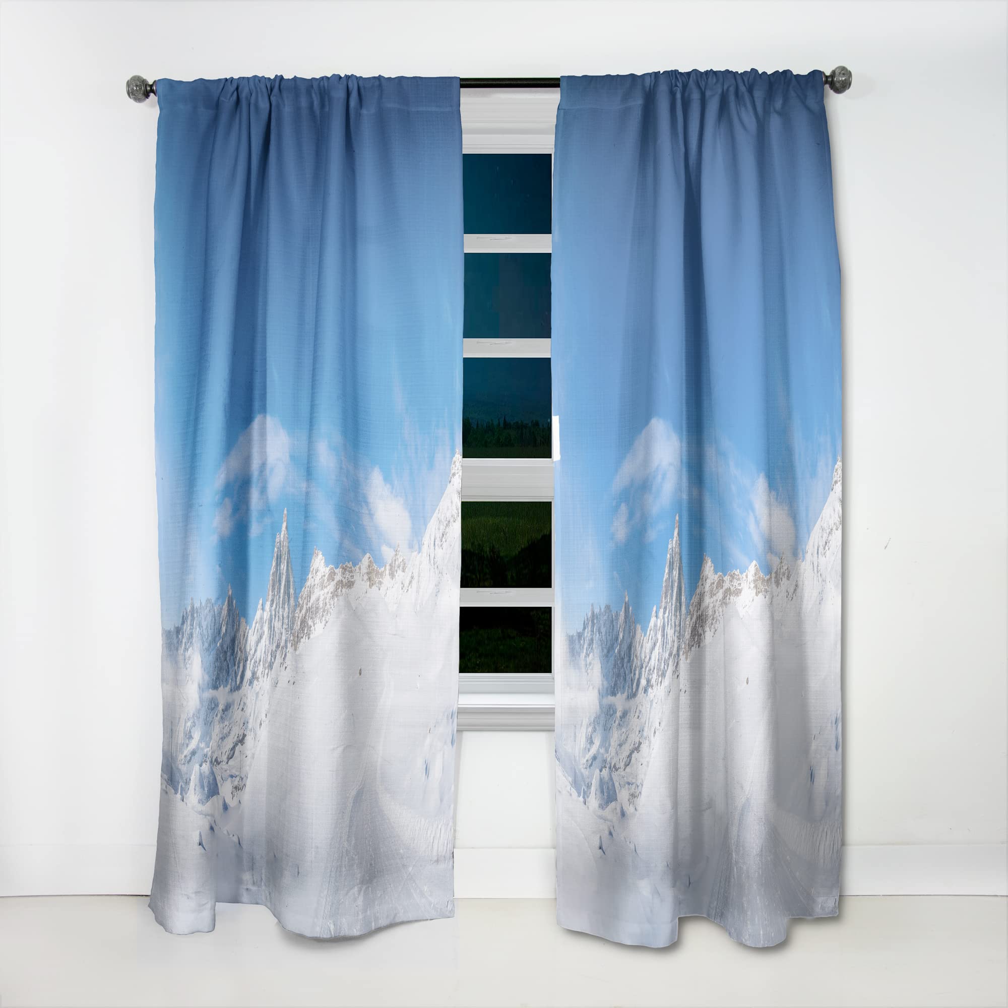 DesignQ Thermal Insulated Curtains - 'Italian Alps in Winter' Single Panel (52x84 inches) for Bedroom & Living Room - Energy Saving, Blackout Drapes for Home Decor, Cozy Winter Ambiance